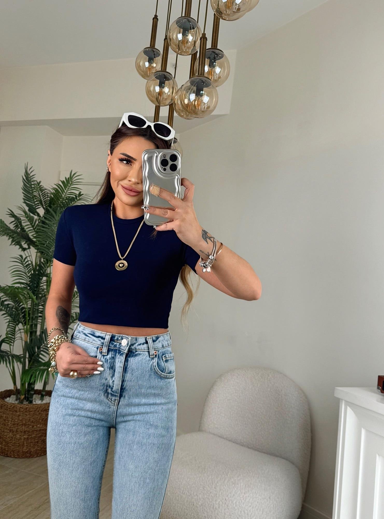 Z.A Kesik Paça Buz Mavi Mom Fit