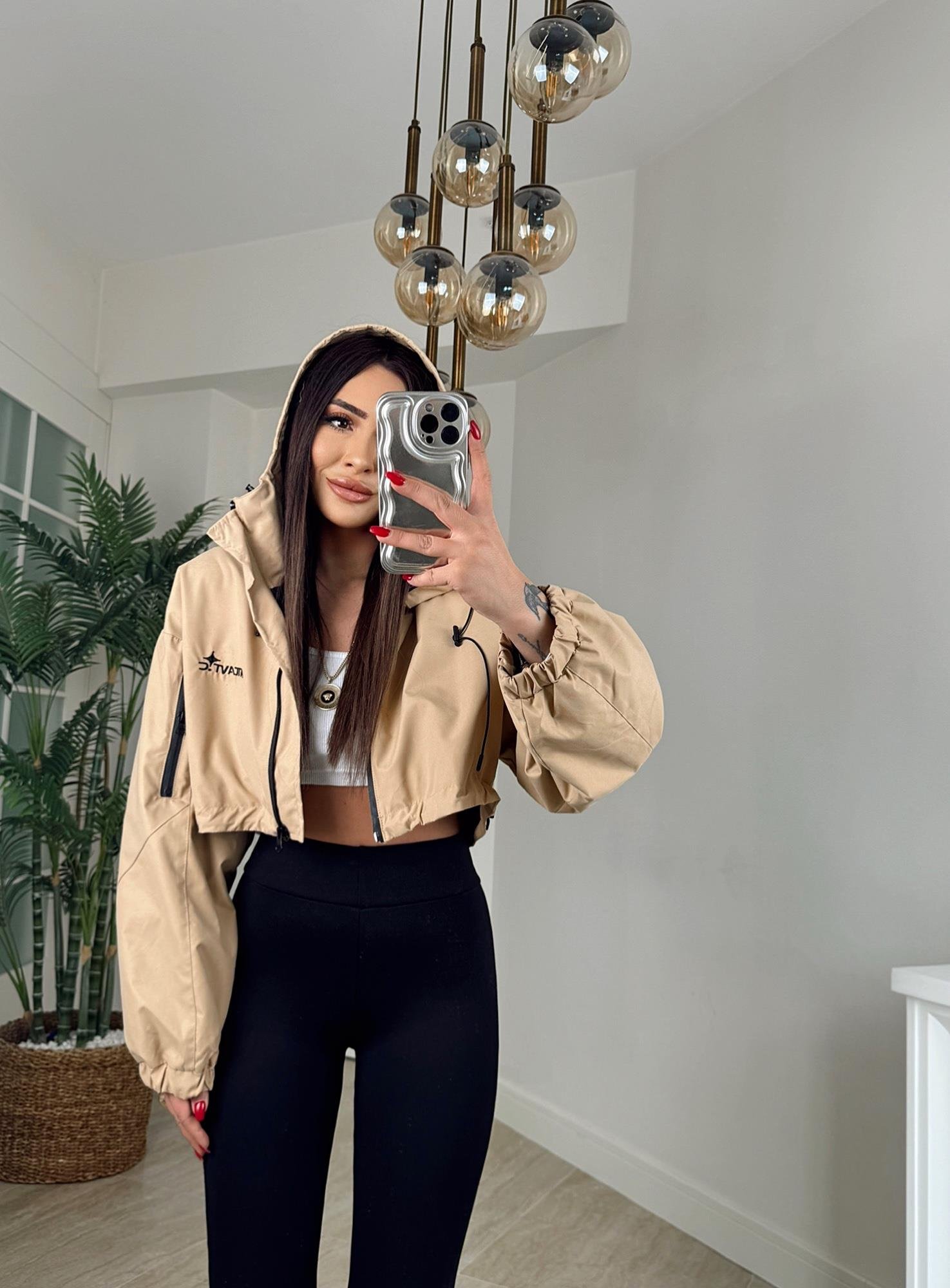 Z.A Taba Kapişonlu Crop Ceket