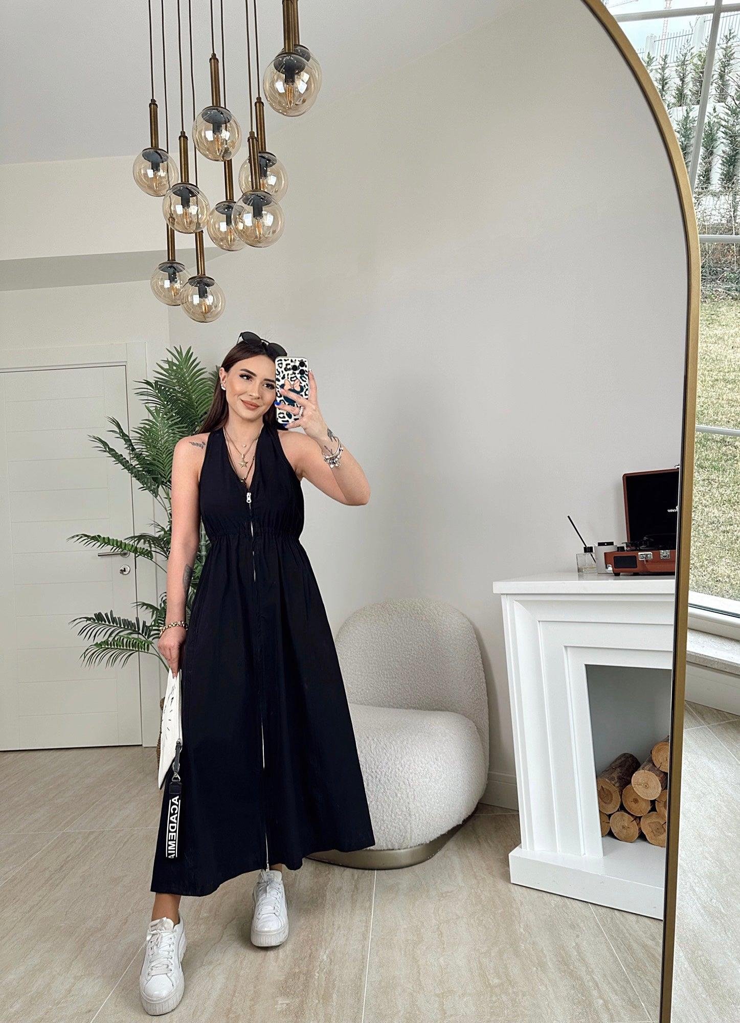 Z.A Fermuarlı Poplin Midi Boy Elbise