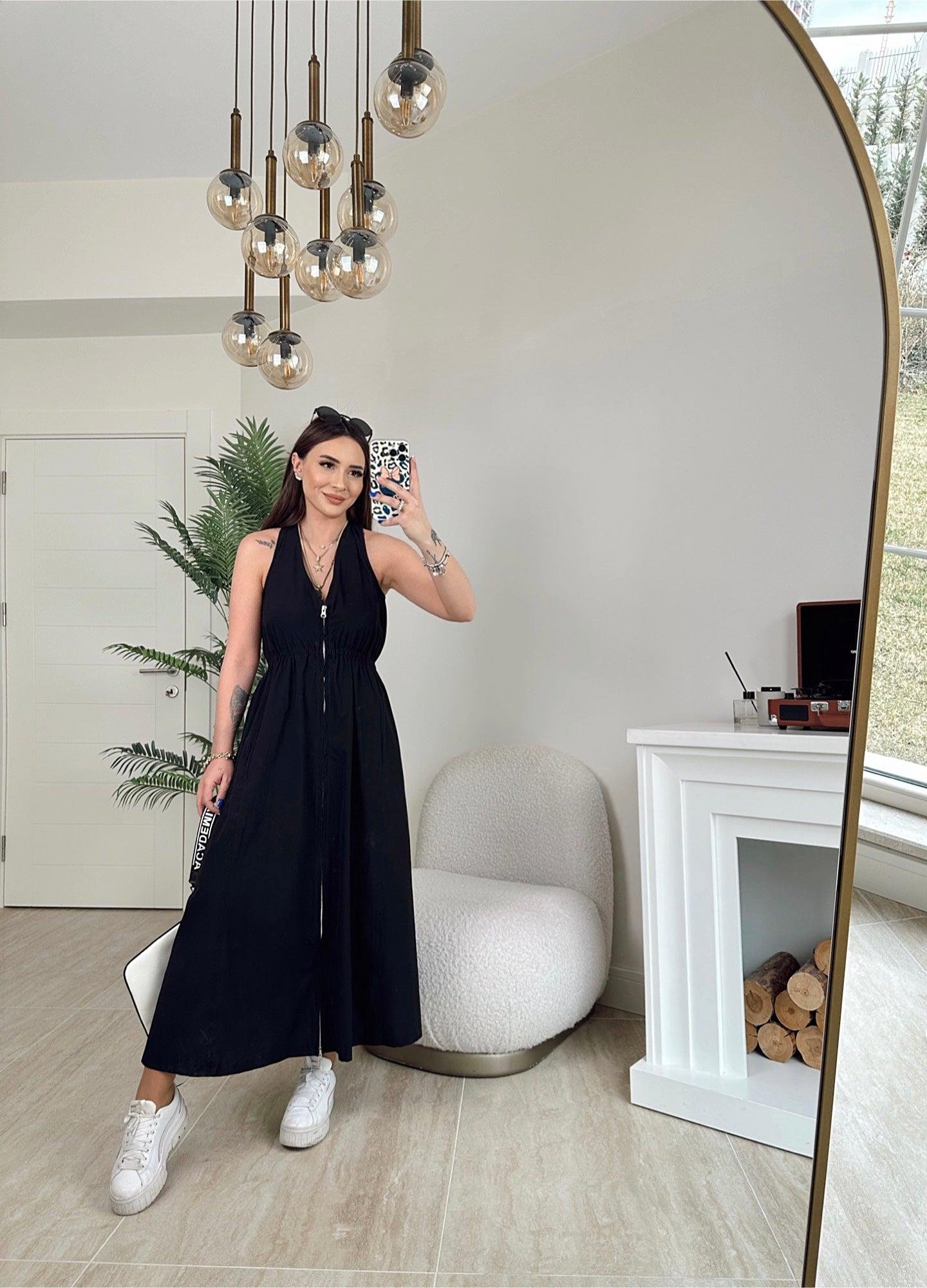 Z.A Fermuarlı Poplin Midi Boy Elbise