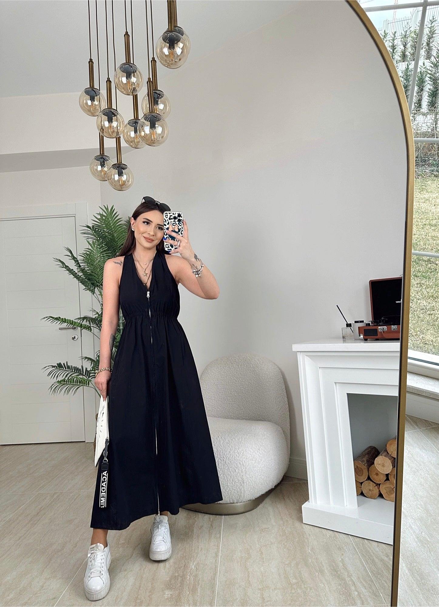 Z.A Fermuarlı Poplin Midi Boy Elbise
