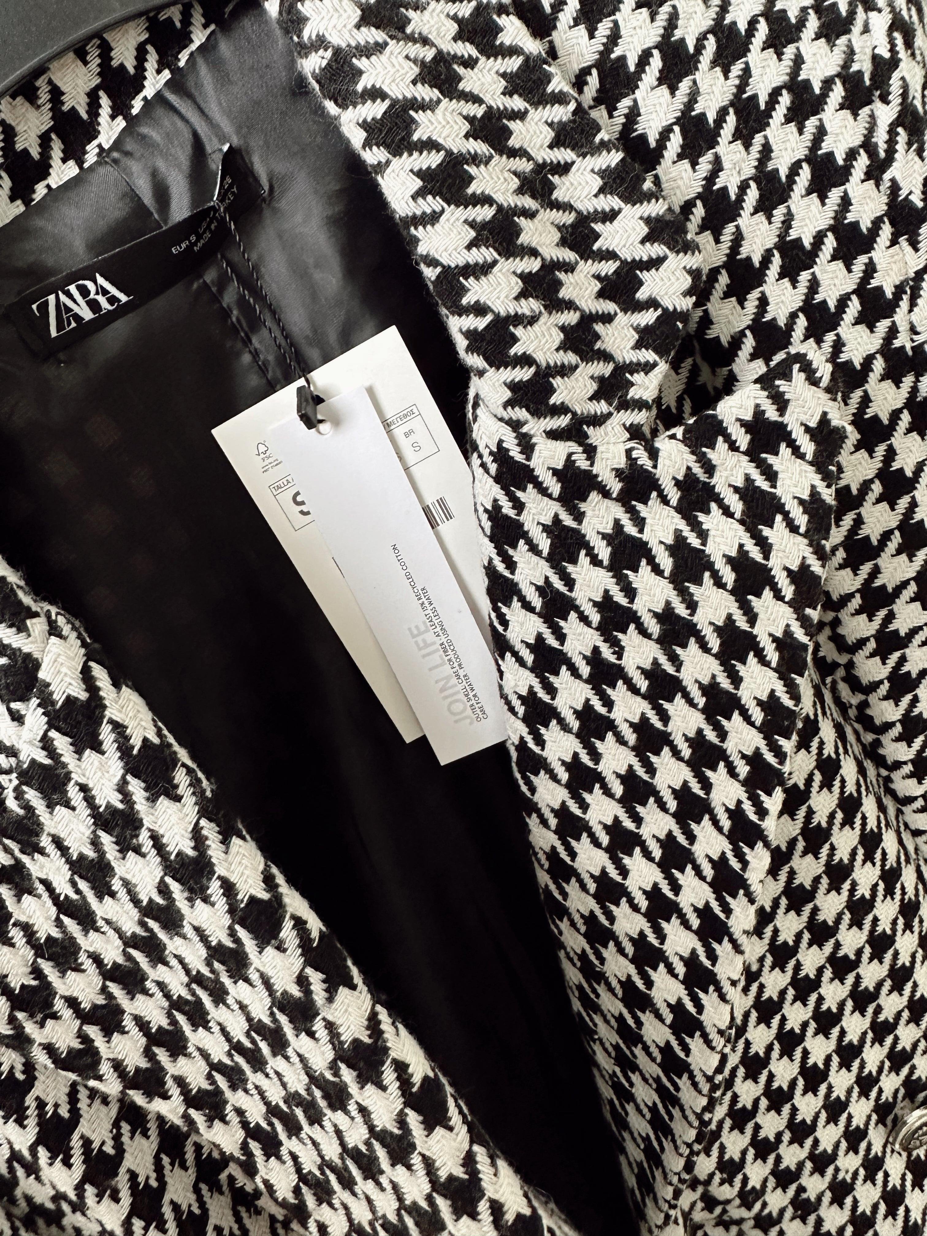 Z.A Kaz Ayağı Desen Siyah Blazer Ceket