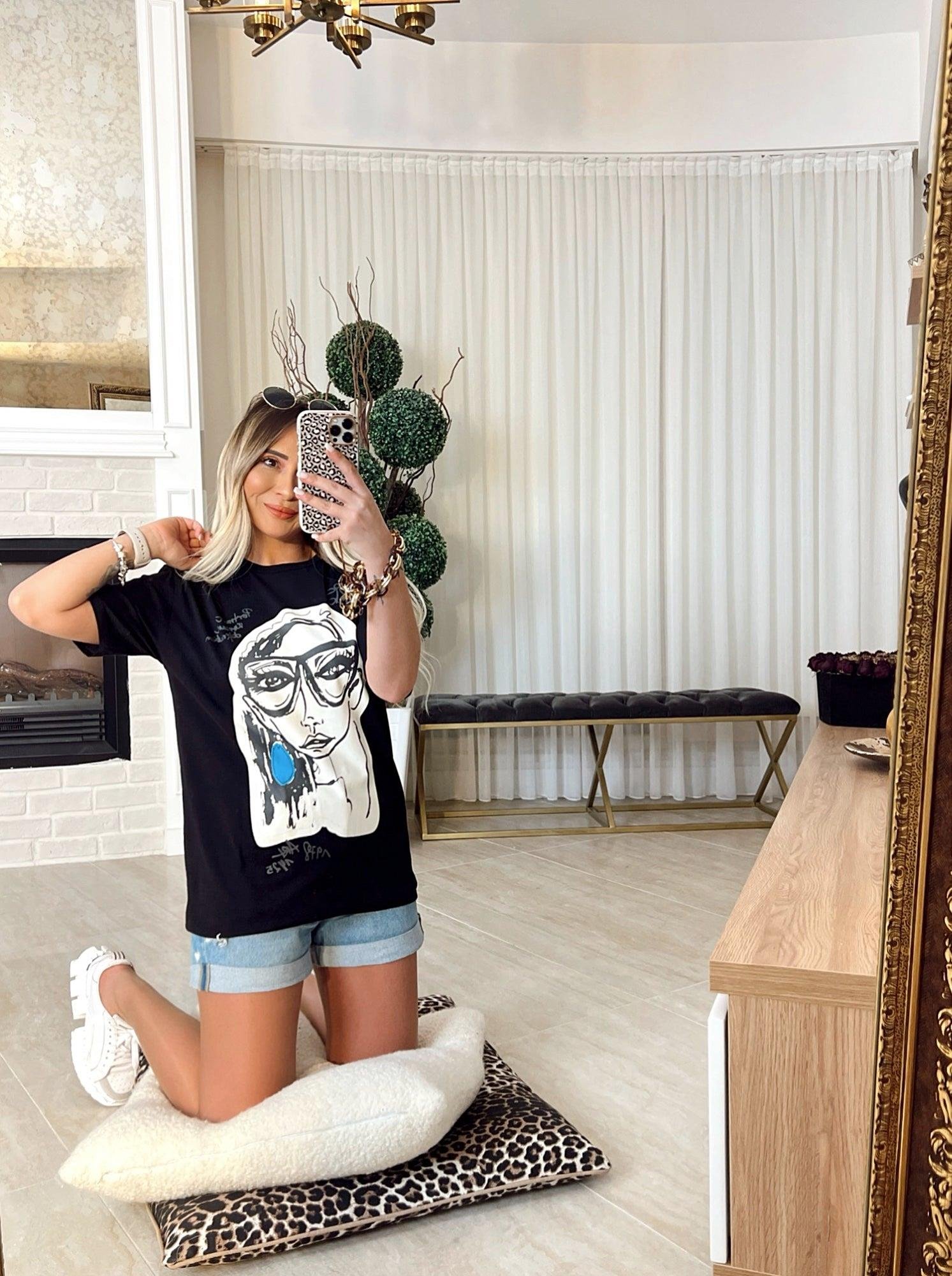 Z.A Model Kadın Figür Siyah Tshirt