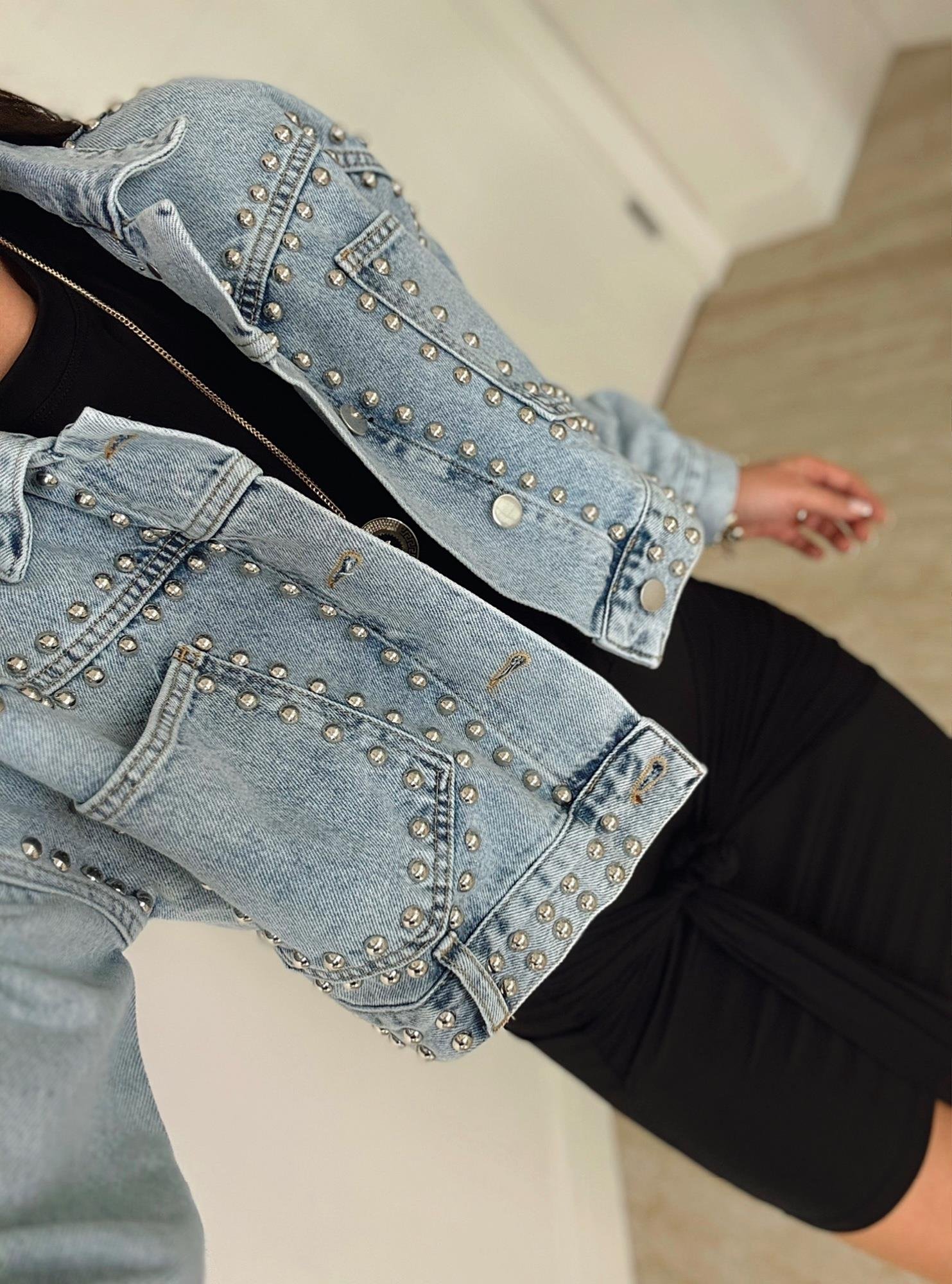 Zımba Detay Crop Jean Ceket
