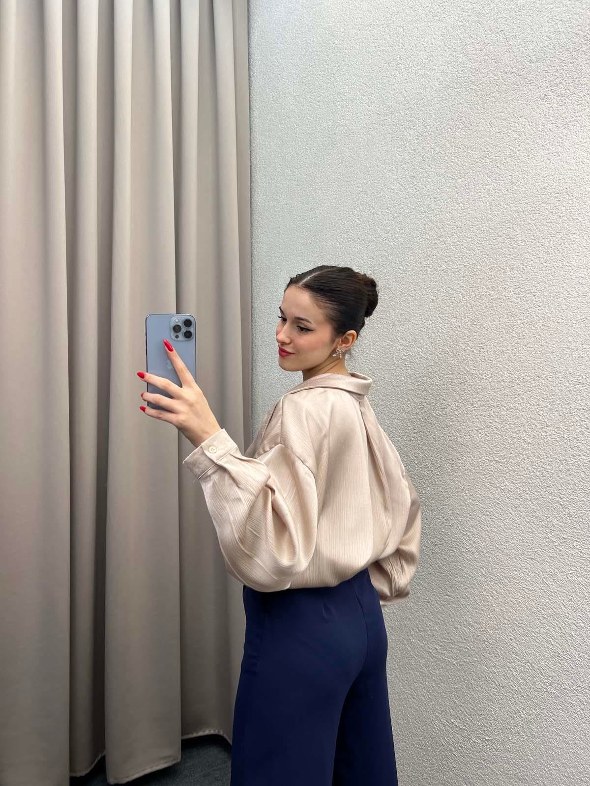 Adelina  Bej Oversize Gömlek