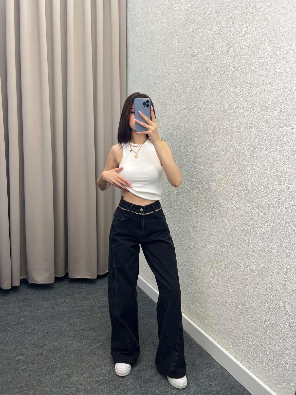 Air Koyu Antrasit Kargo Cep Jean