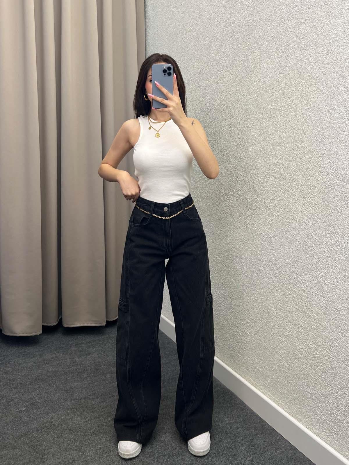 Air Koyu Antrasit Kargo Cep Jean