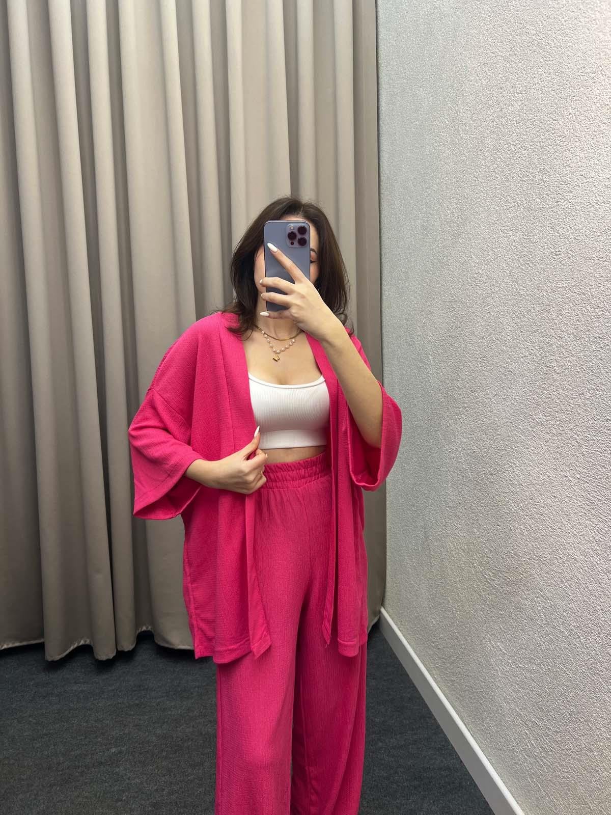 Alimenta Pembe Gofre Kimono Takım