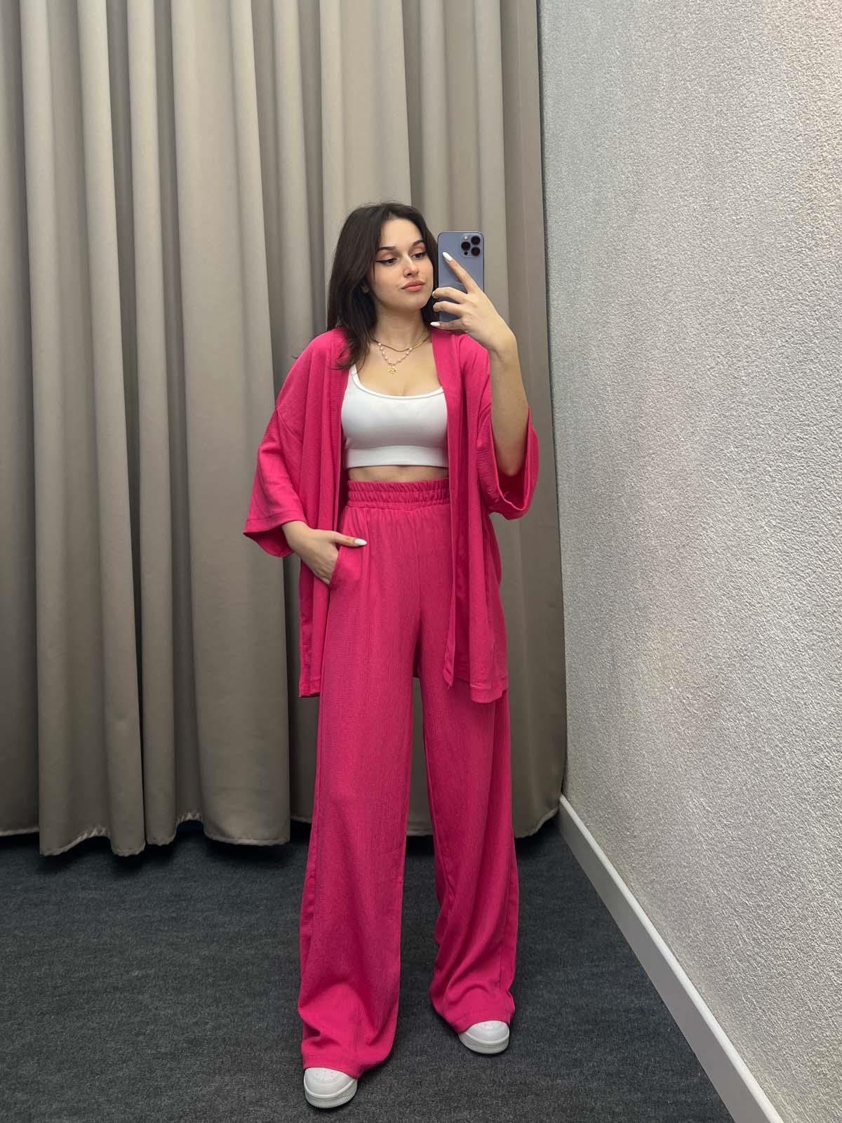 Alimenta Pembe Gofre Kimono Takım