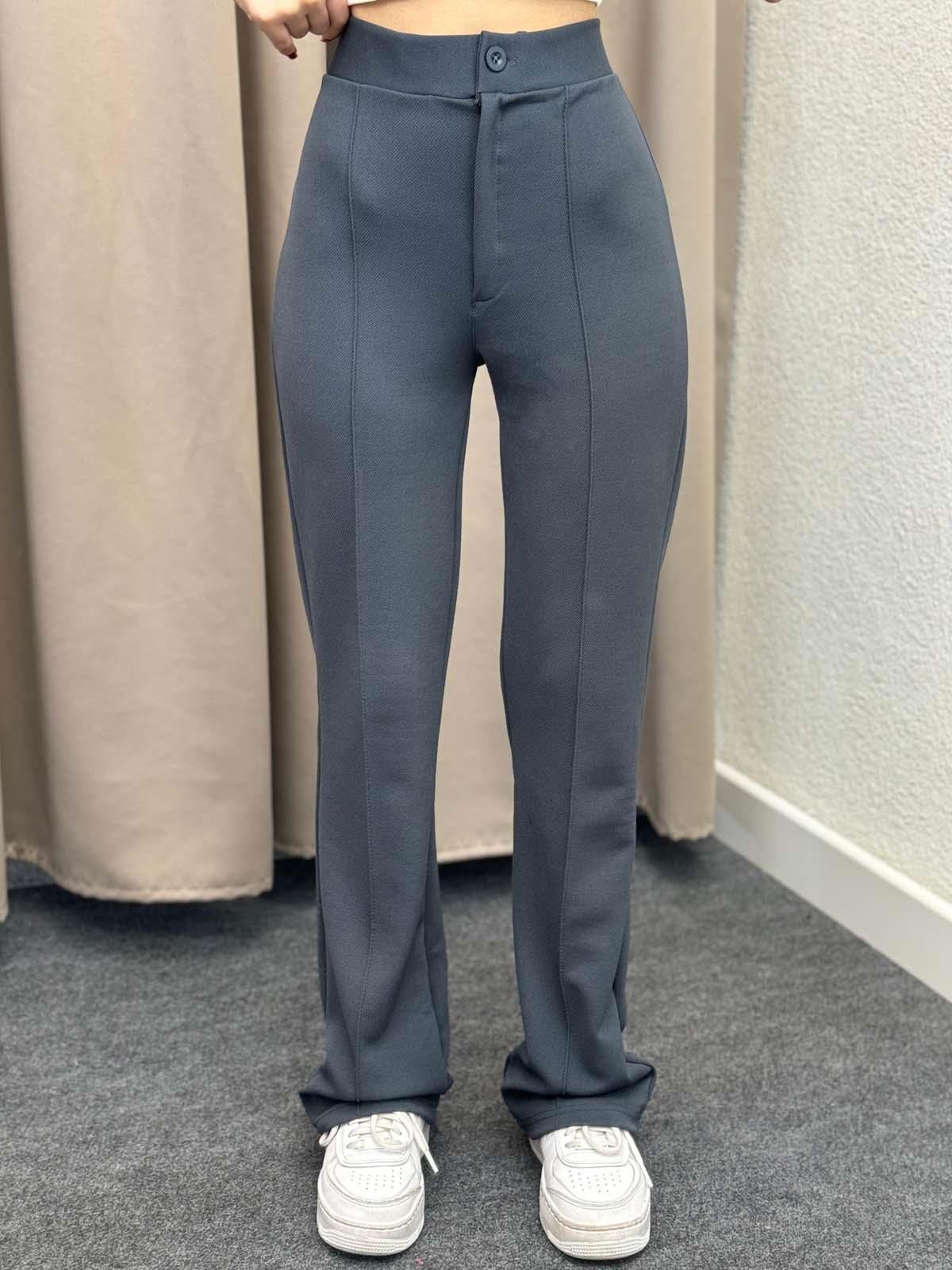 Ares Krep Çimalı Füme Palazzo Pantolon