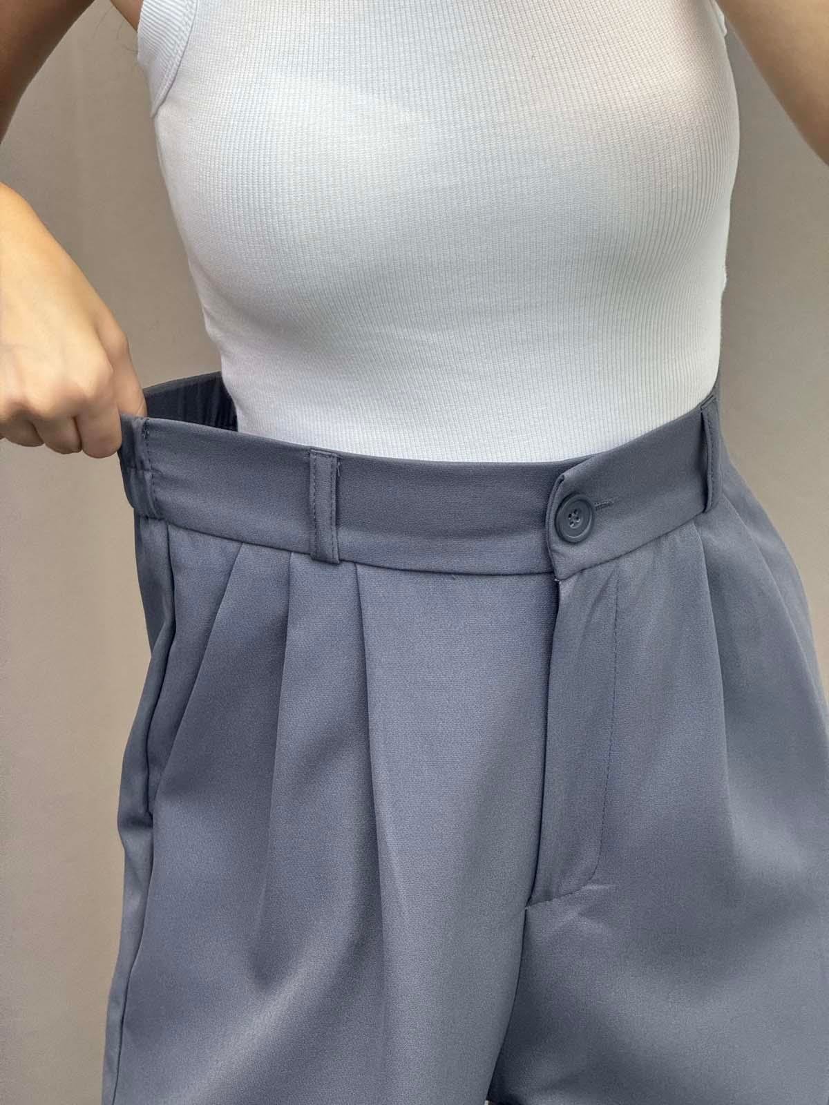 Army Füme Lastik Kemer Düğmeli Pantolon