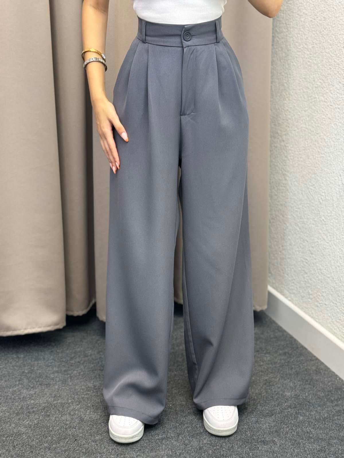 Army Füme Lastik Kemer Düğmeli Pantolon