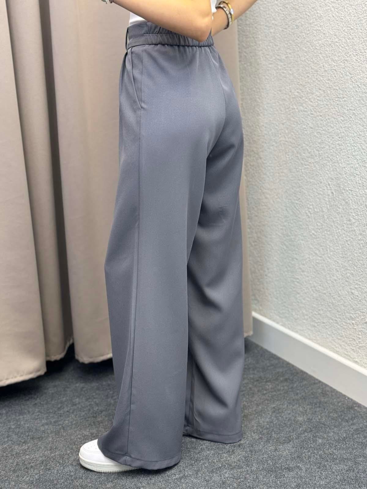 Army Füme Lastik Kemer Düğmeli Pantolon