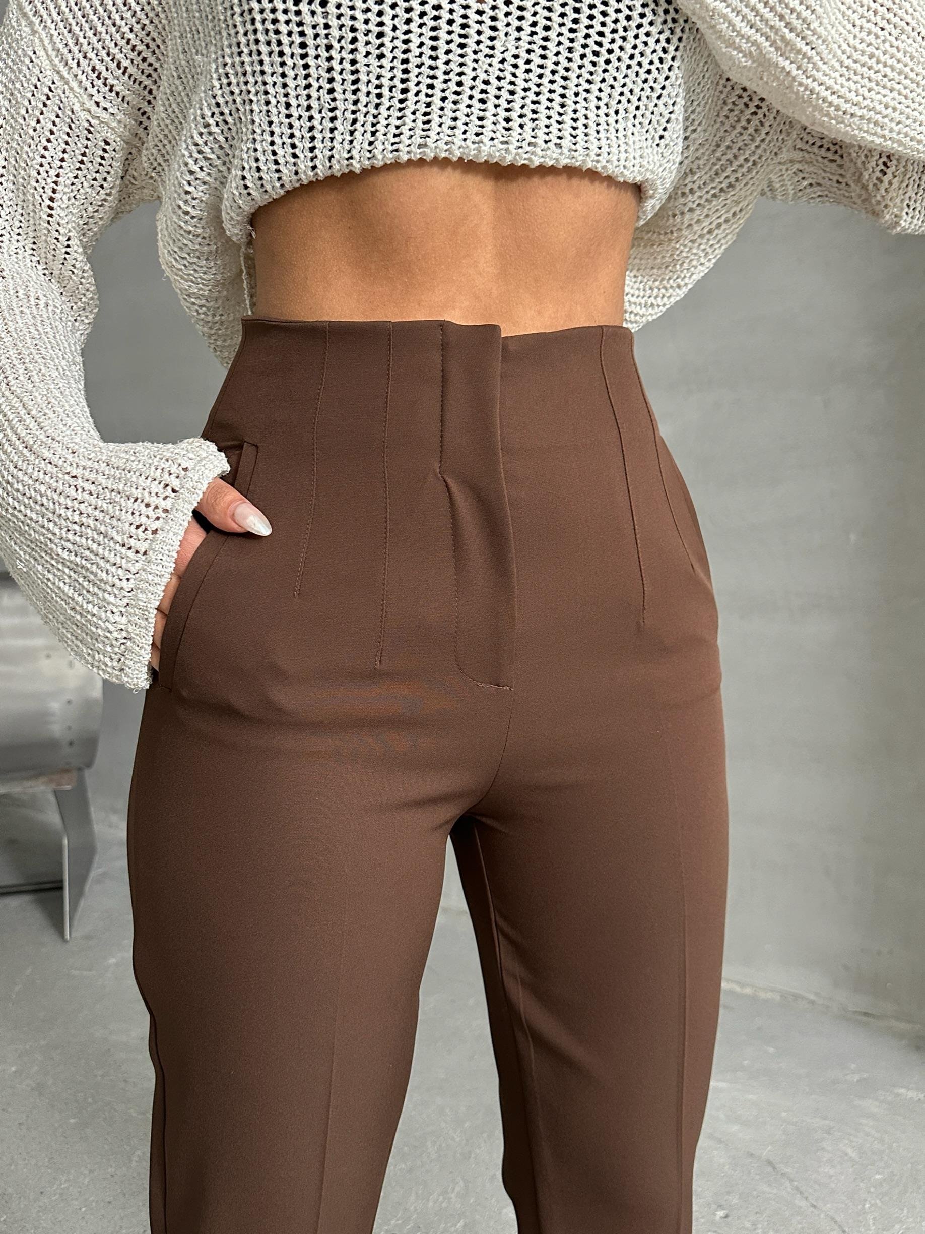 ATLAS KUMAŞ MARKA MUADİLİ FLOTALI PANTOLON KAHVERENGİ