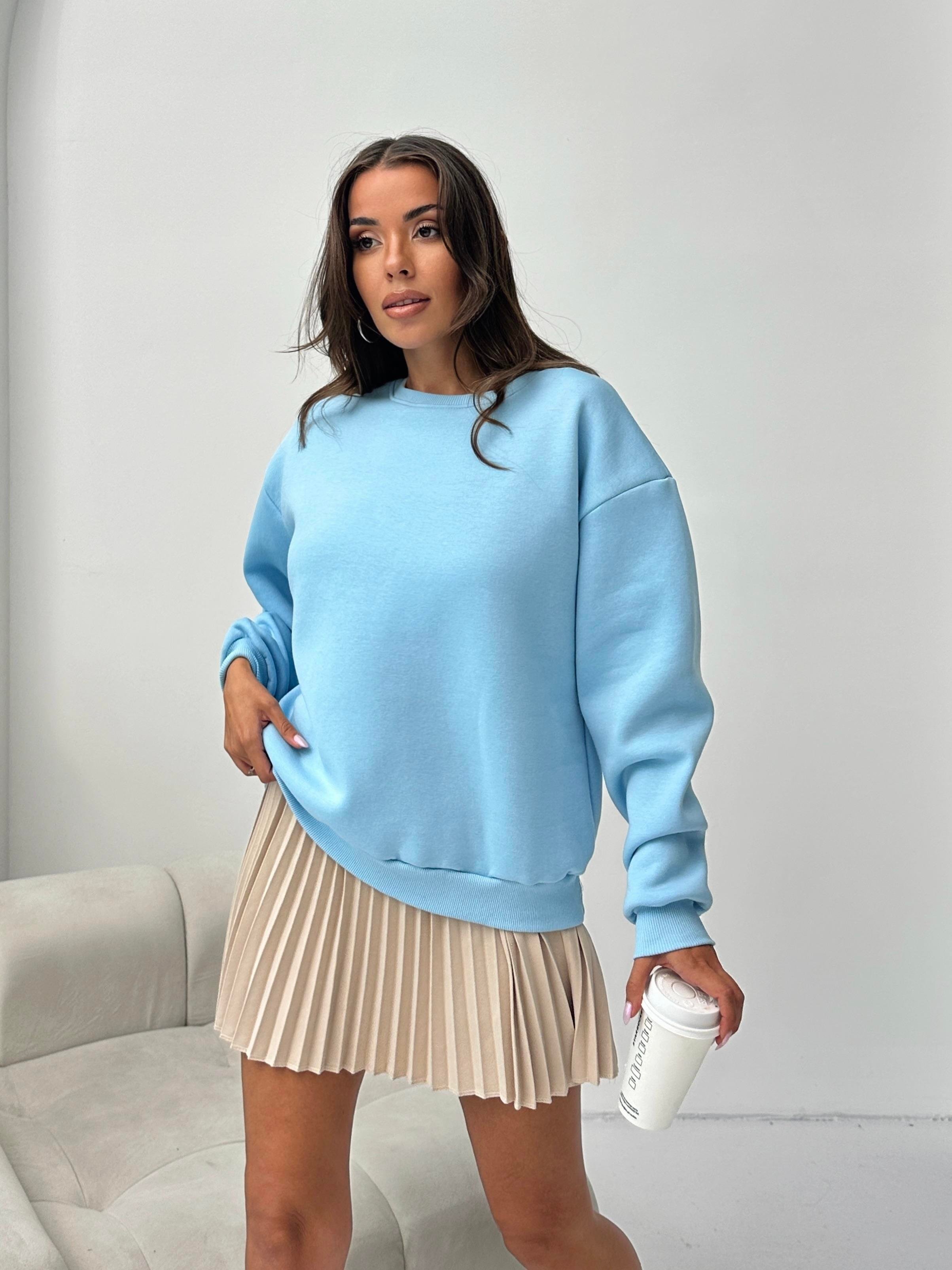B.YAKA OVERSİZE KALIP SWEATSHIRT MAVİ