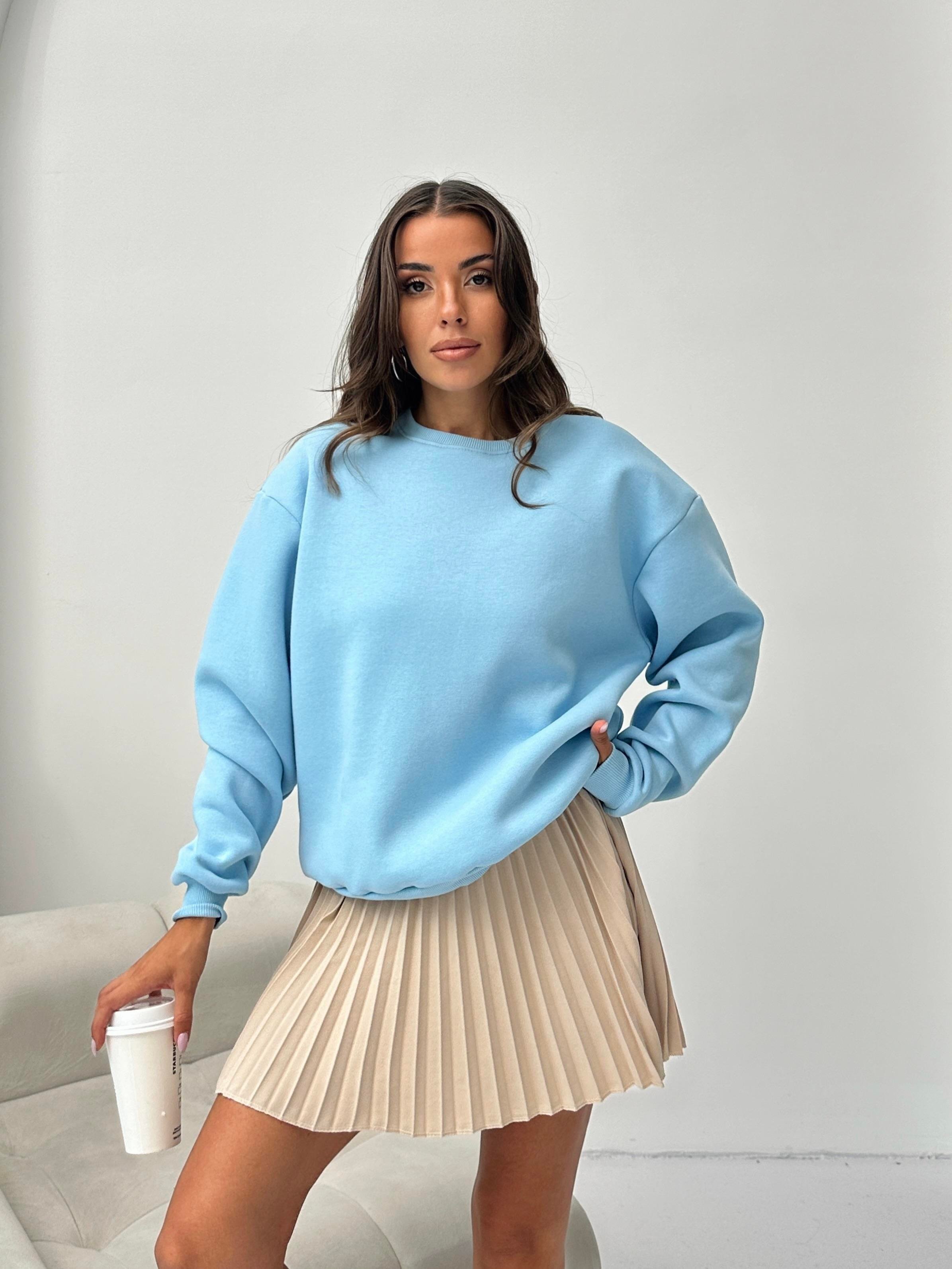 B.YAKA OVERSİZE KALIP SWEATSHIRT MAVİ