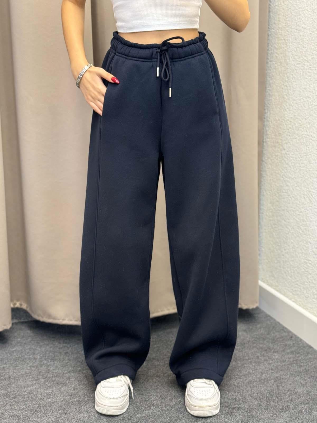 Bogato Oversize Lacivert Yüksek Bel Eşofman Altı