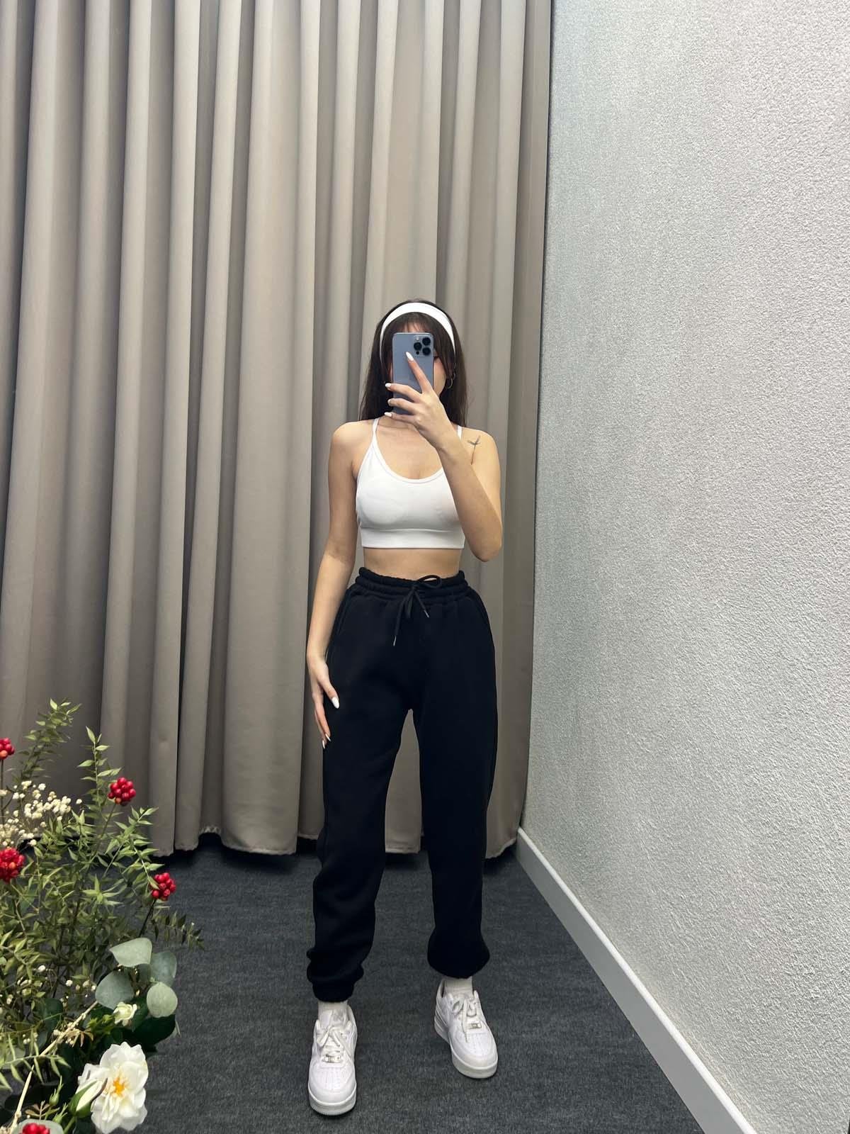 Bony Üç İplik Şardonlu Siyah Jogger
