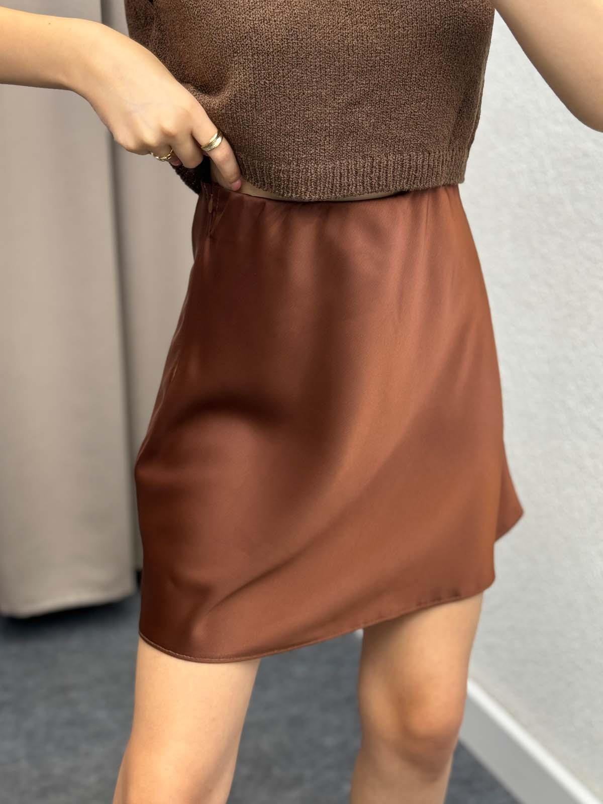 Briella Kahve Saten Etek