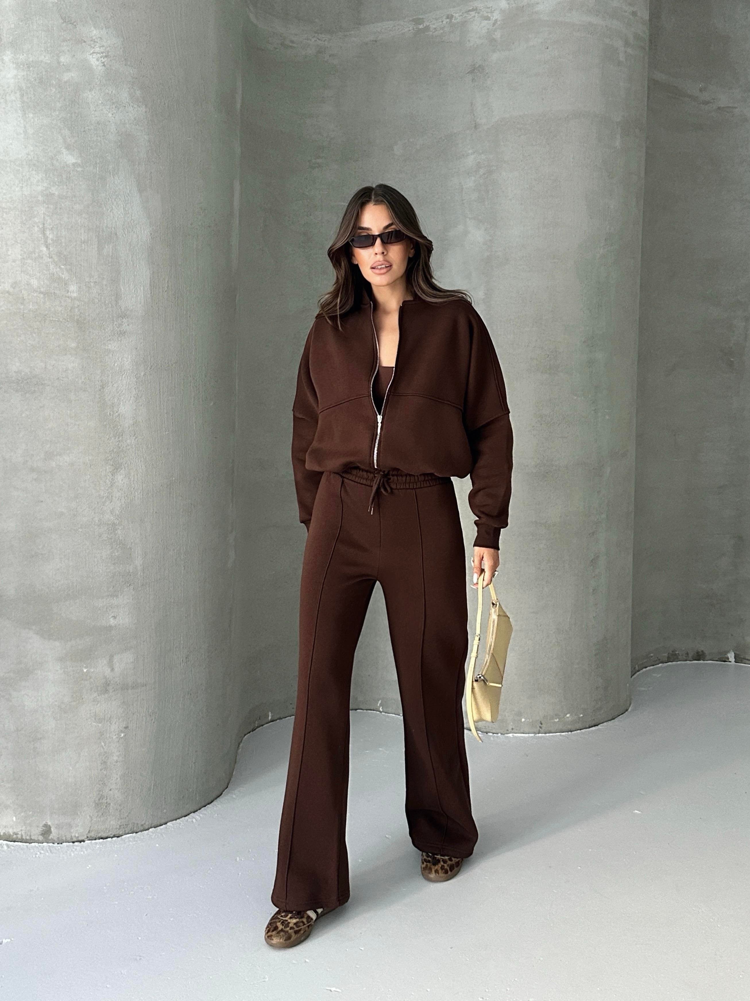 Çimalı Fermuar Detay Şardonlu Eşofman Takım