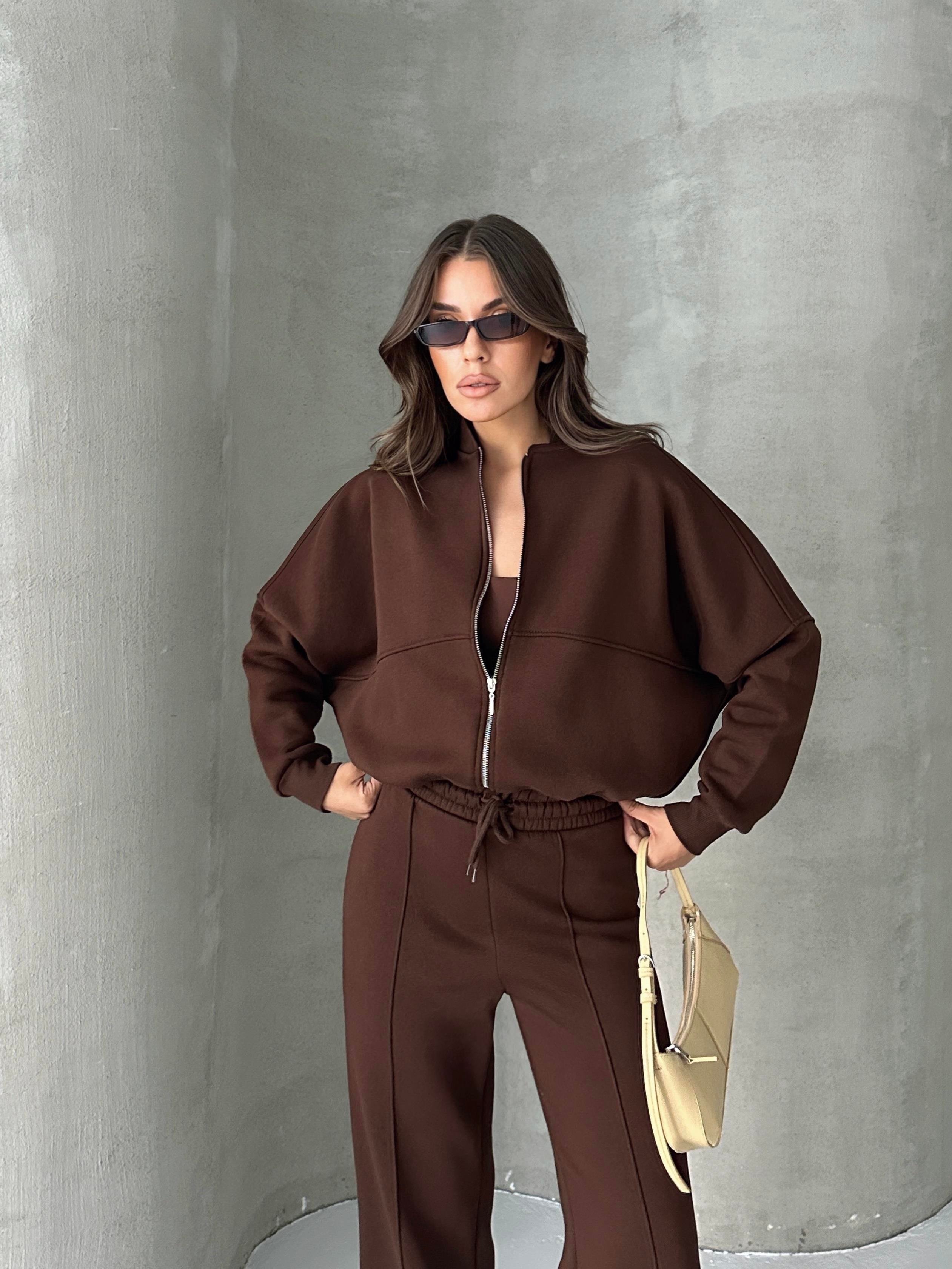 Çimalı Fermuar Detay Şardonlu Eşofman Takım