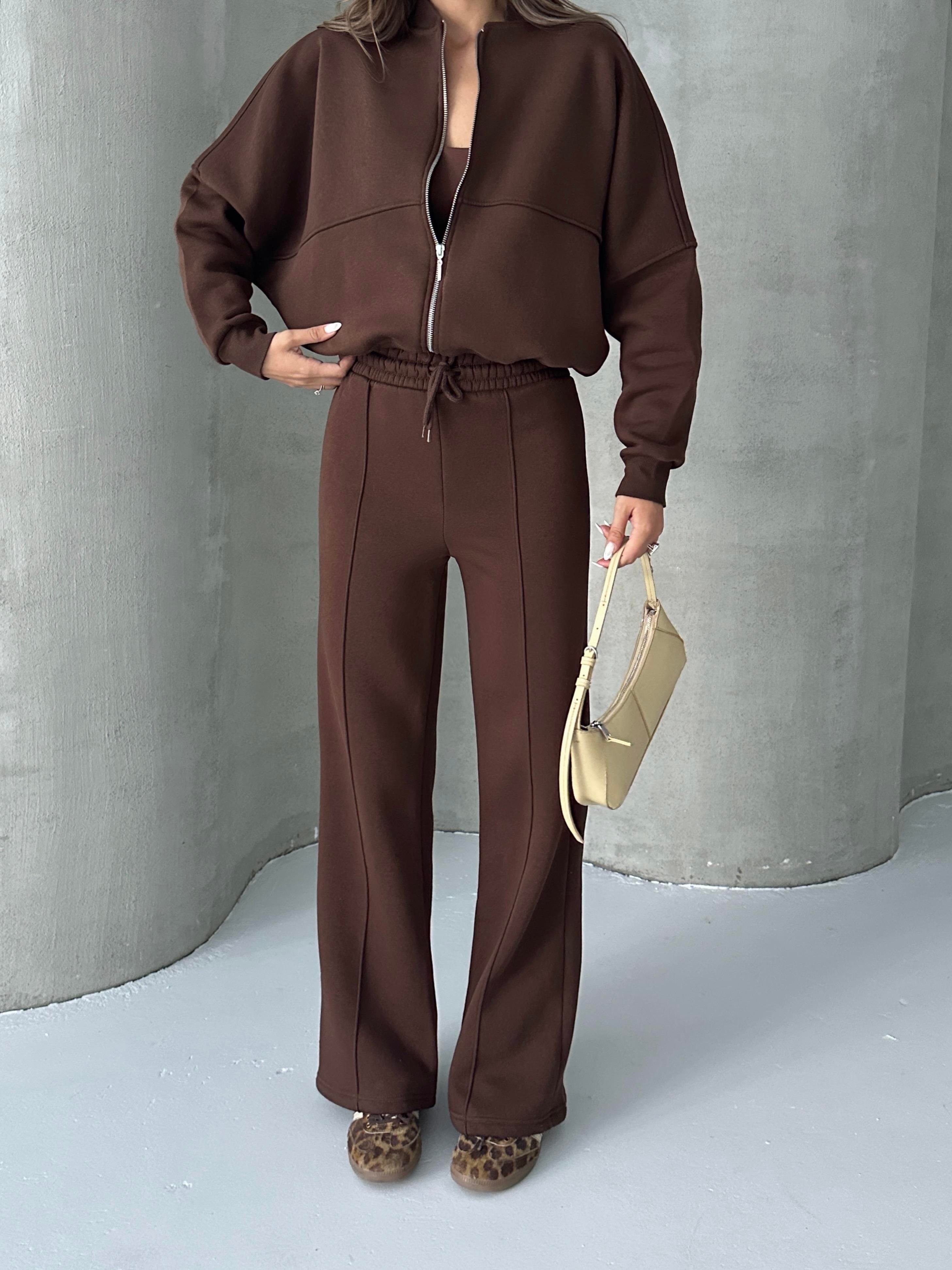 Çimalı Fermuar Detay Şardonlu Eşofman Takım