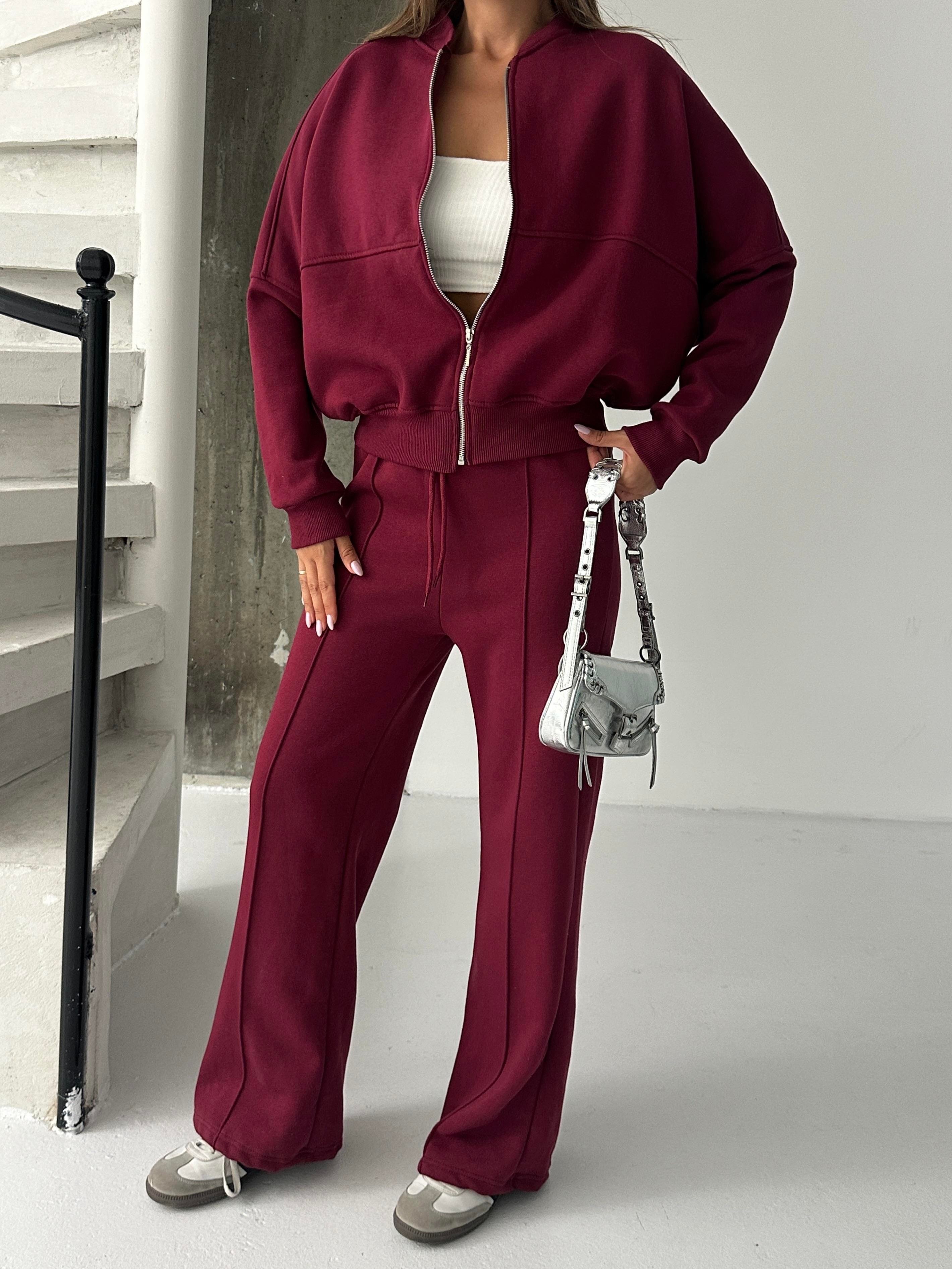 Çimalı Fermuar Detay Şardonlu Eşofman Takım