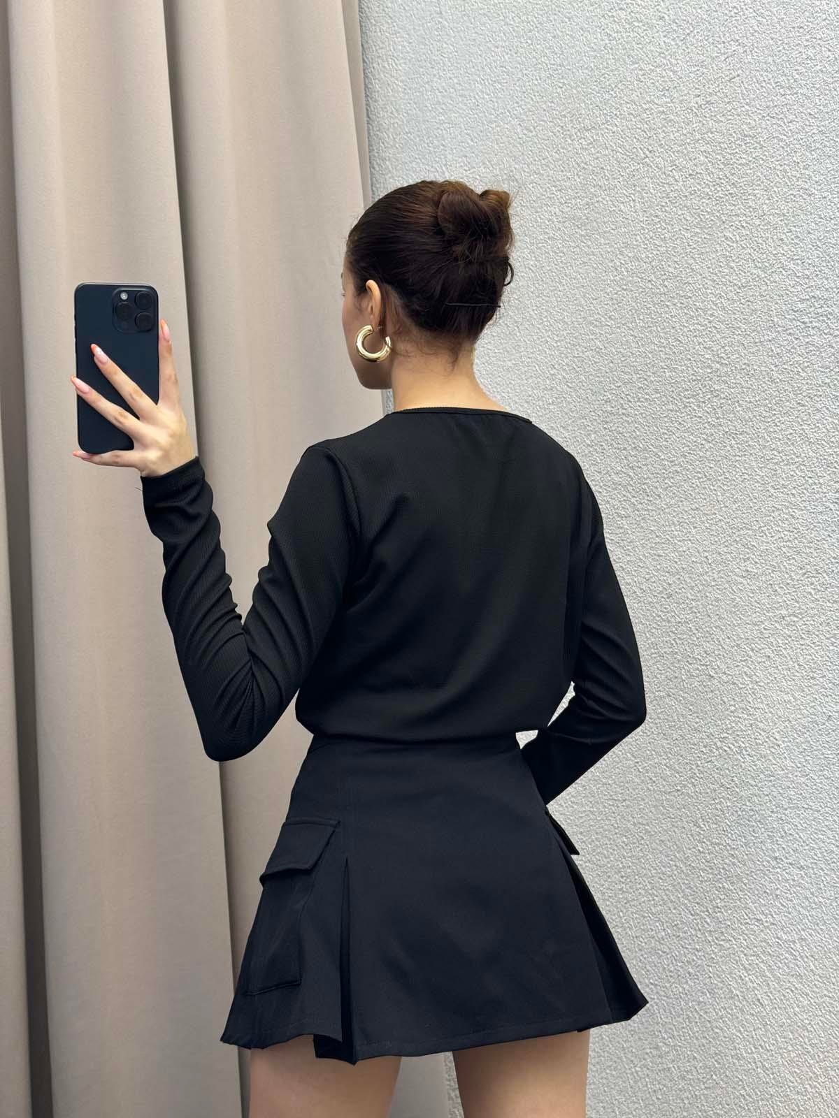 Ck Cizgili Siyah Bluz