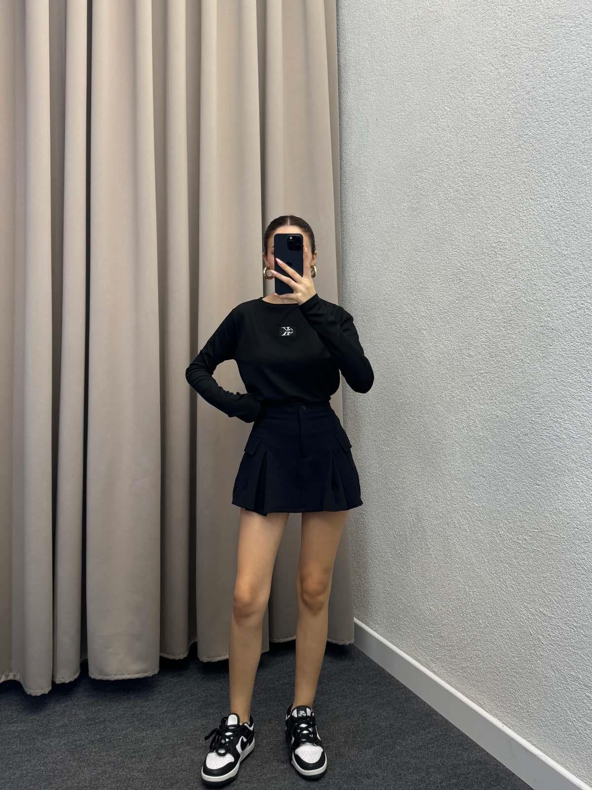 Ck Cizgili Siyah Bluz