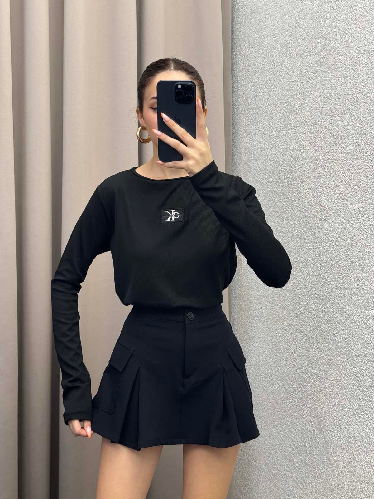 Ck Cizgili Siyah Bluz