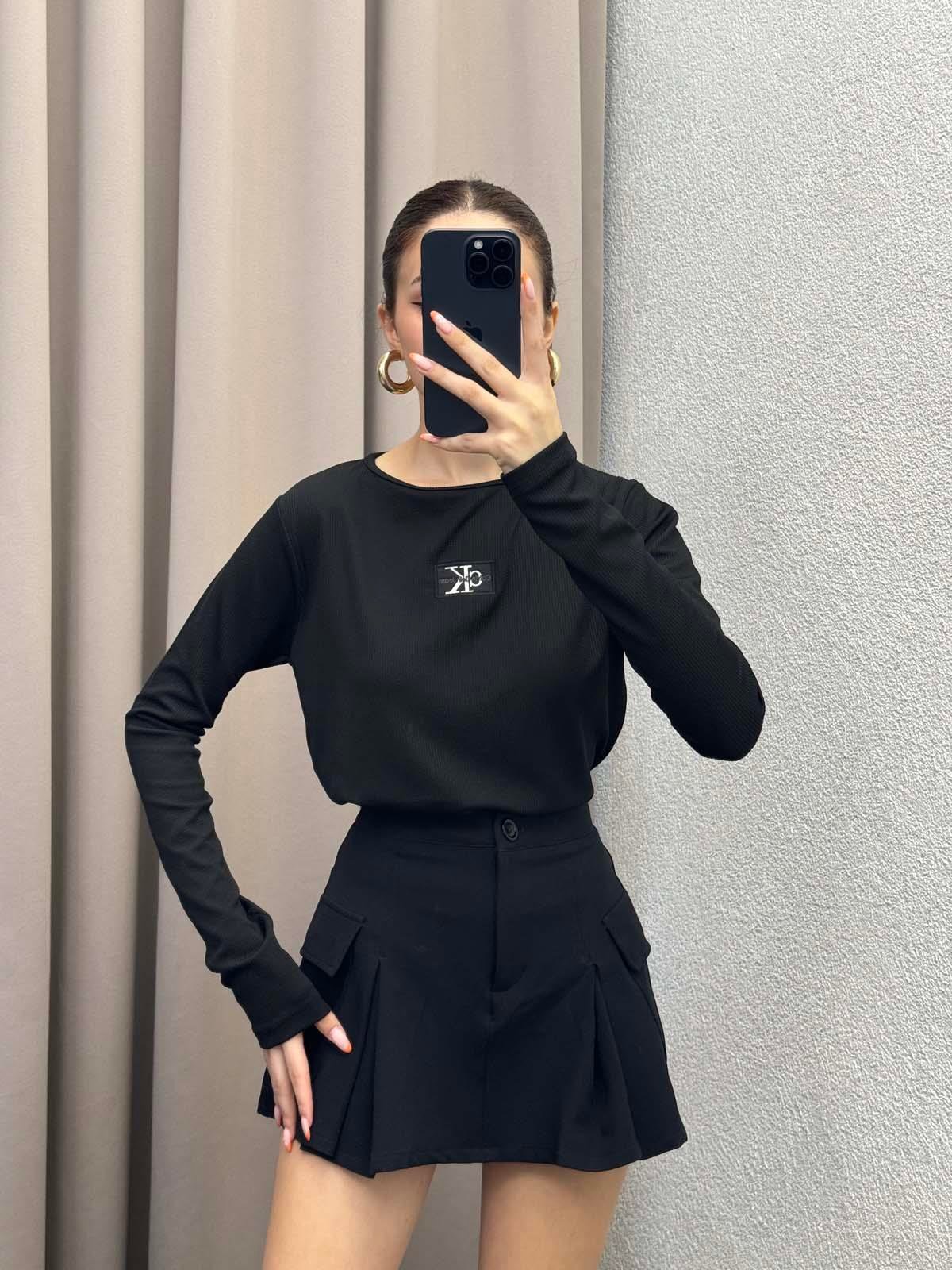 Ck Cizgili Siyah Bluz