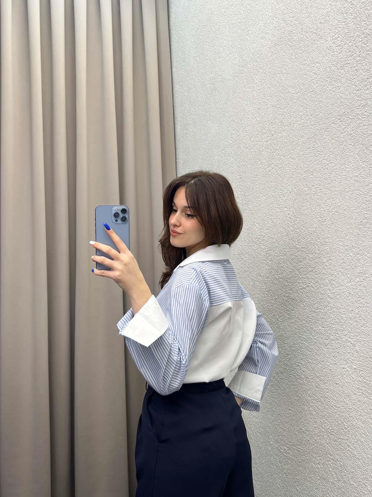 Clasic Sırt Detay Çizgili Gömlek