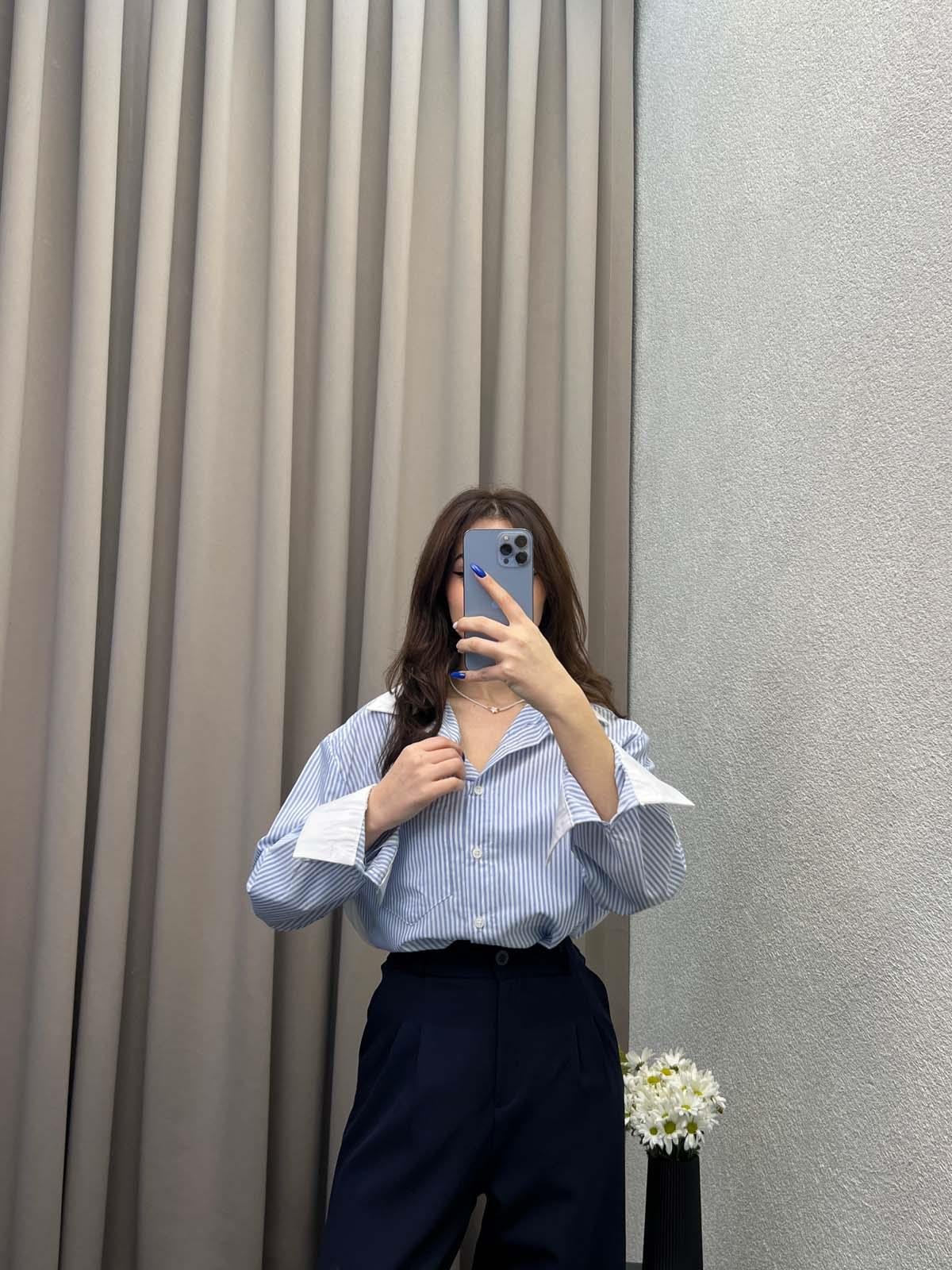 Clasic Sırt Detay Çizgili Gömlek