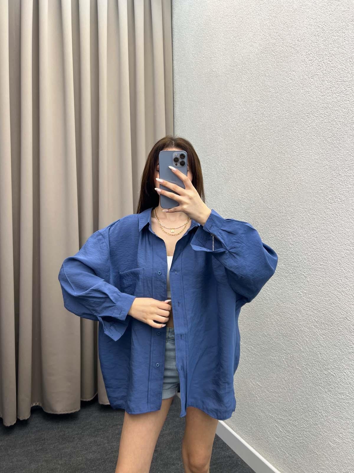 Davinci Lacivert Tensel Gömlek