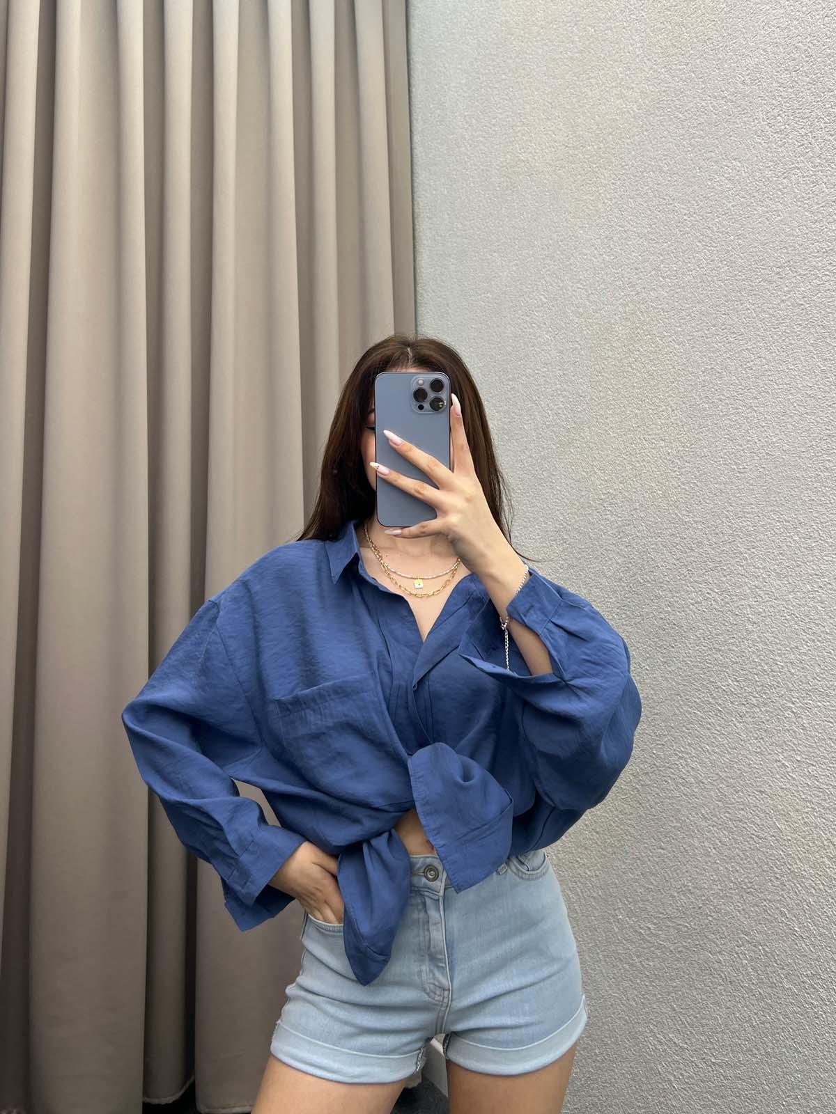 Davinci Lacivert Tensel Gömlek