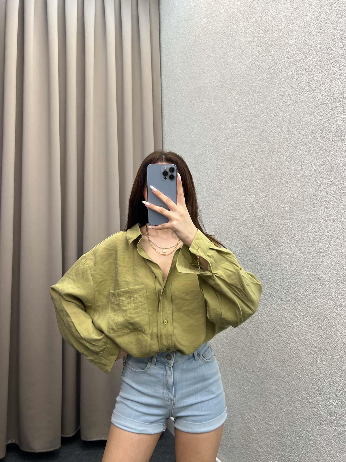 Davinci Olive Tensel Gömlek