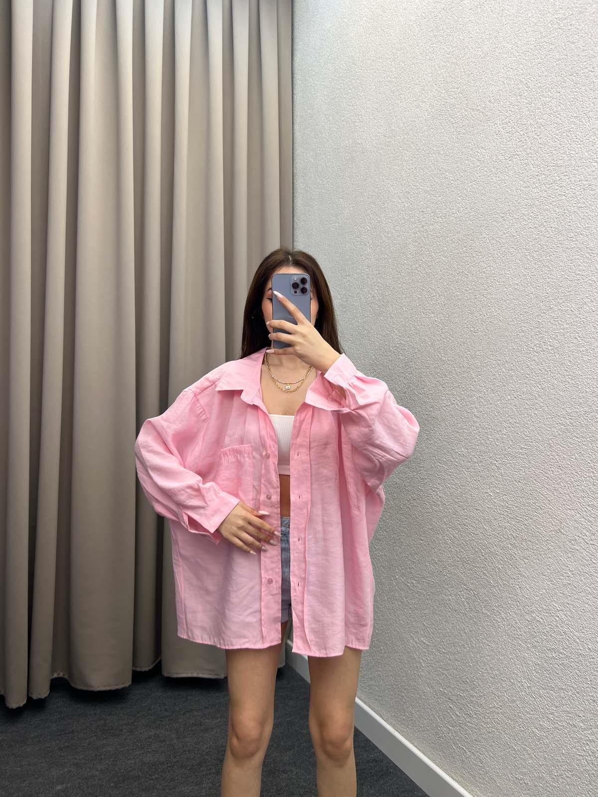 Davinci Pembe Tensel Gömlek