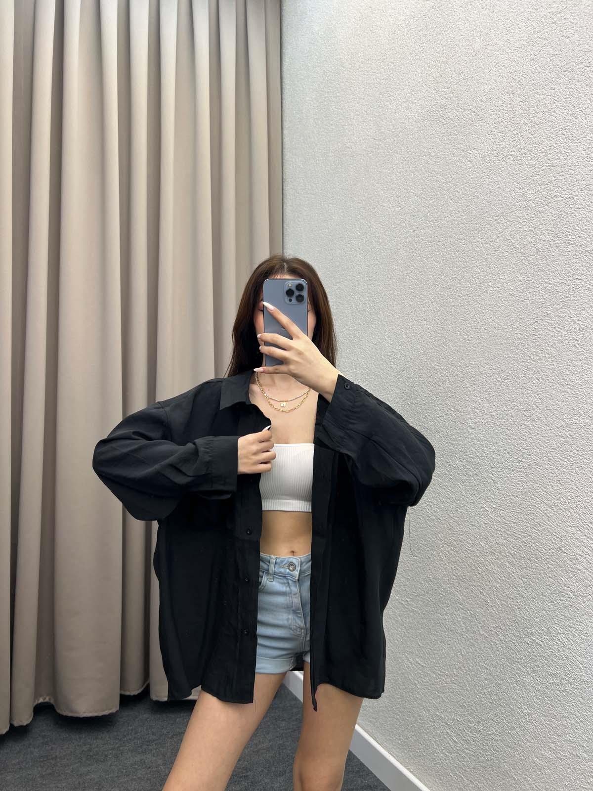 Davinci Siyah Tensel Gömlek