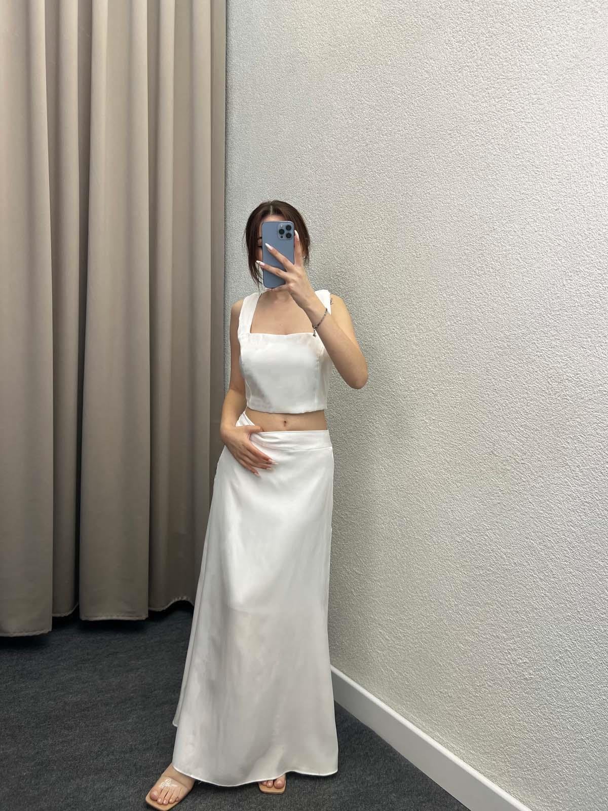 Domino Beyaz Saten İkili Takım