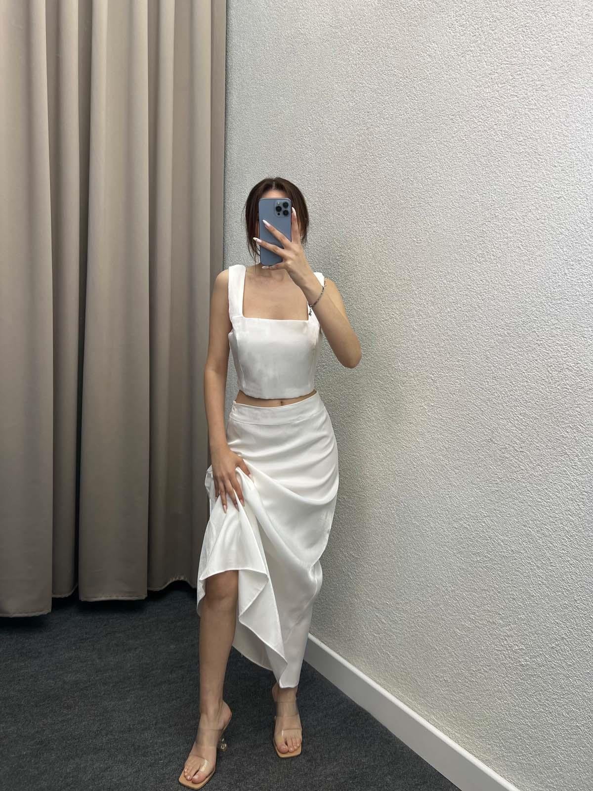 Domino Beyaz Saten İkili Takım