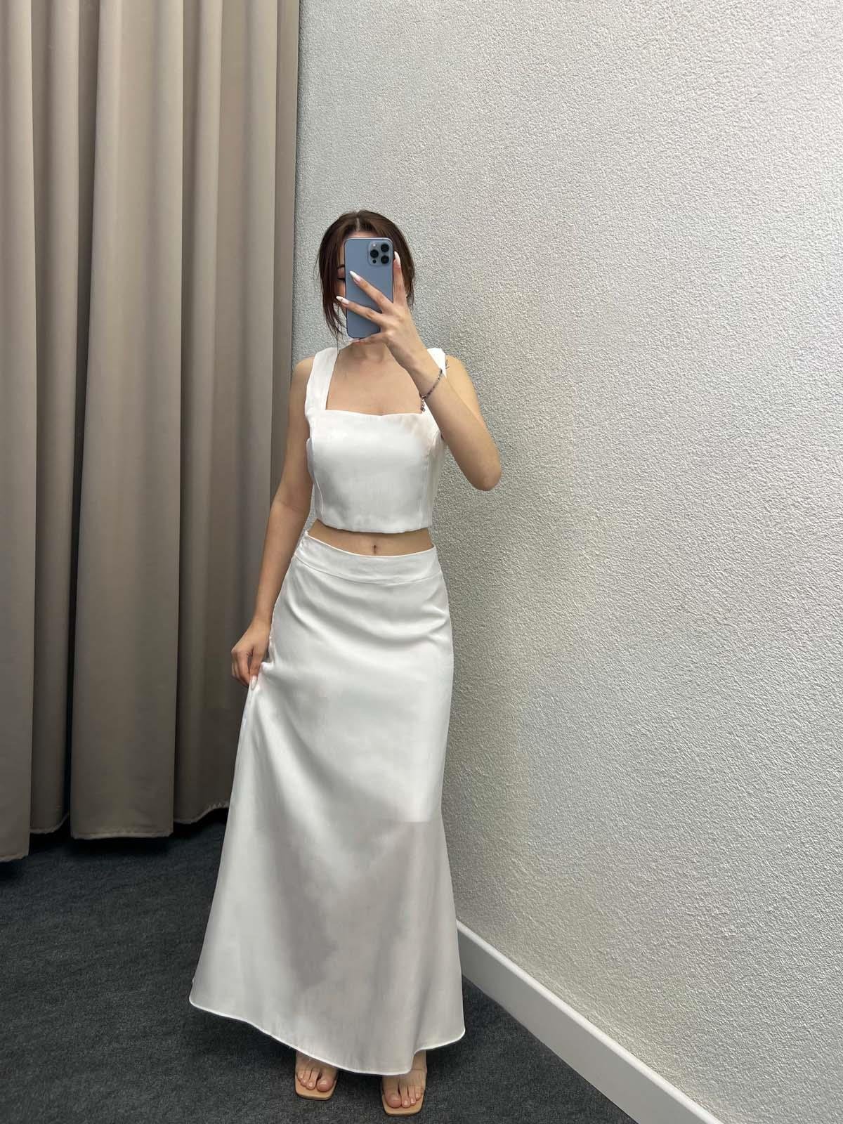 Domino Beyaz Saten İkili Takım