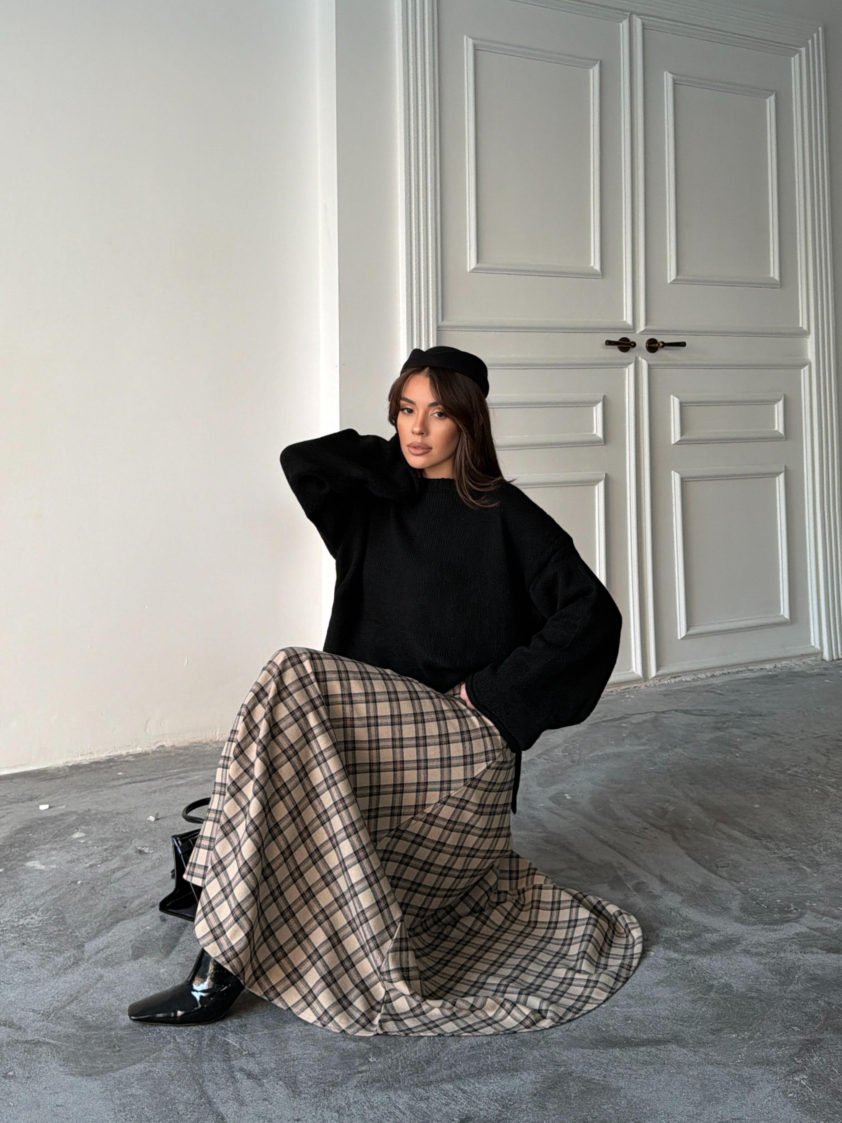 EKOSE KLOŞ ETEK UZUN BOY BEJ-KAHVE