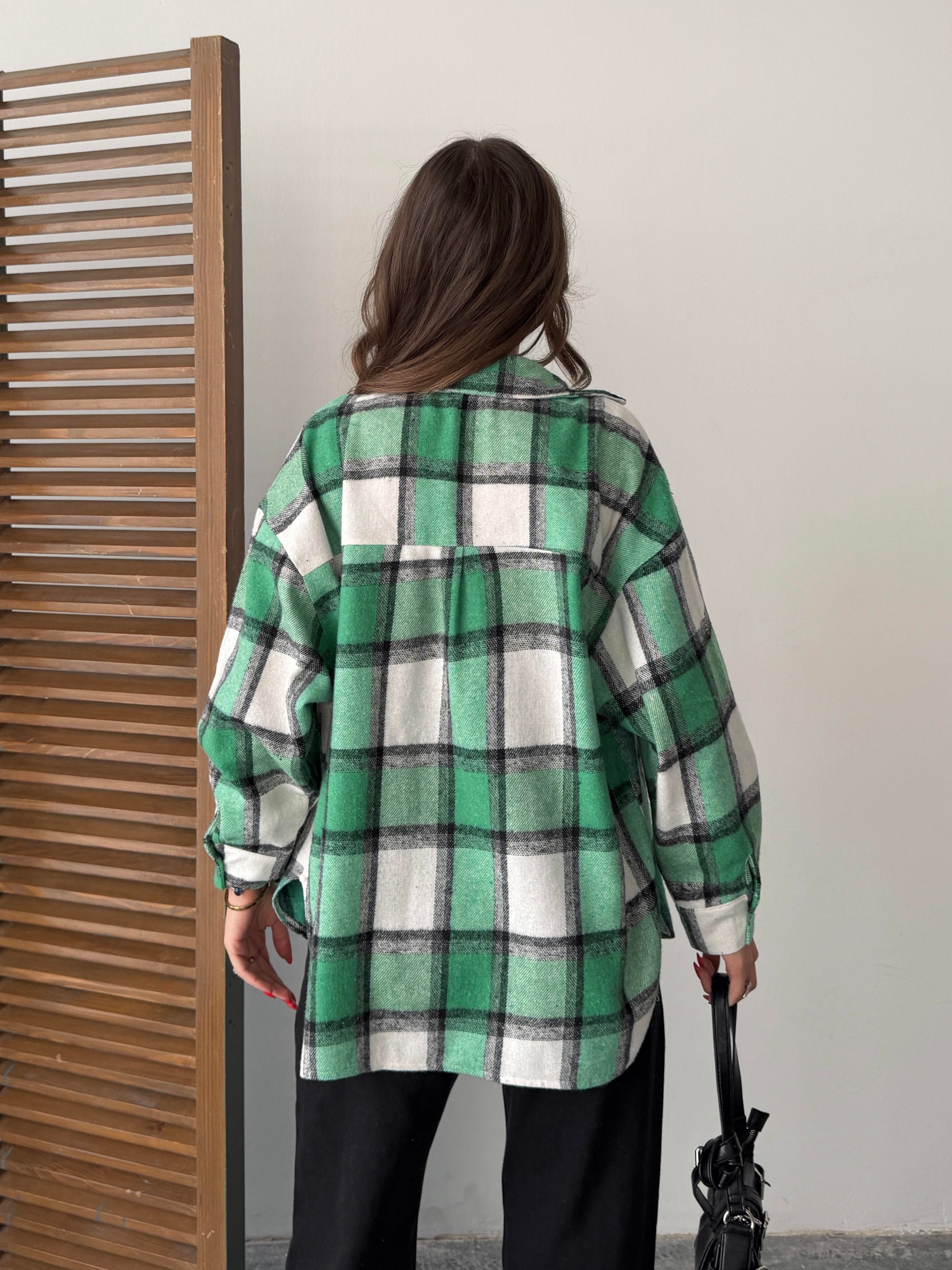 ekose oversize oduncu gömlek yeşil