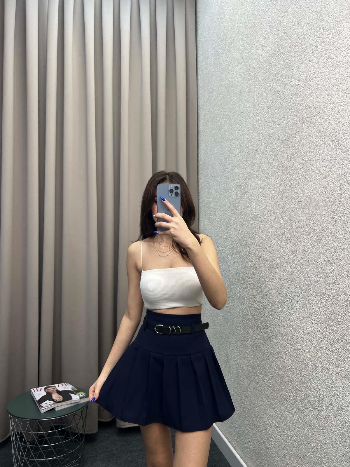 Enjoy Piliseli Lacivert Şort Etek