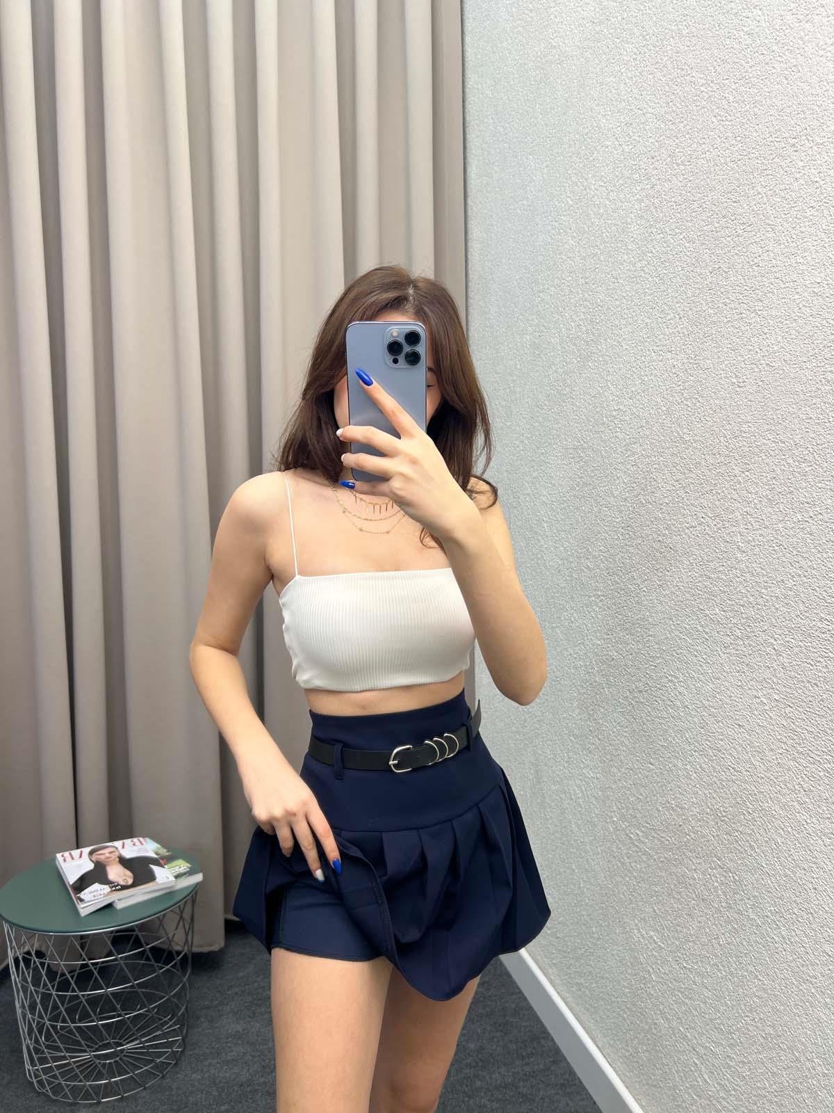 Enjoy Piliseli Lacivert Şort Etek