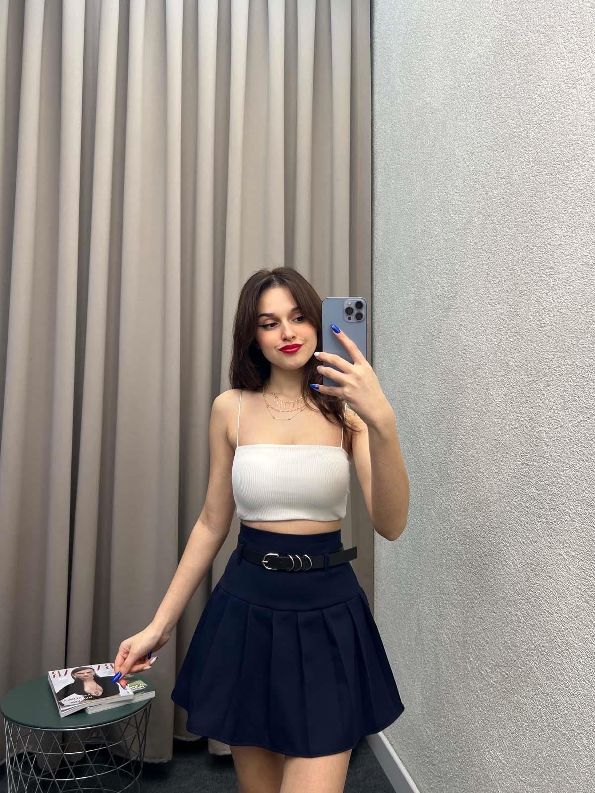 Enjoy Piliseli Lacivert Şort Etek