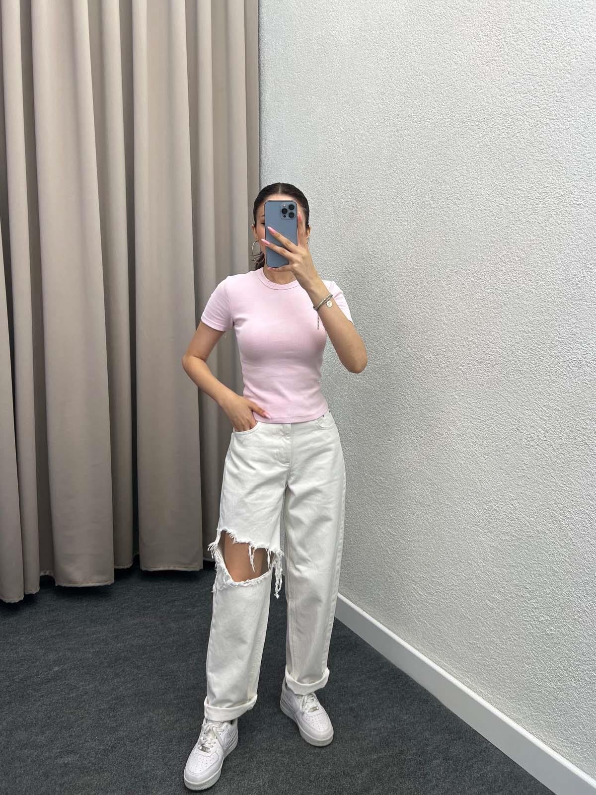 Faded - Effect Pembe Crop