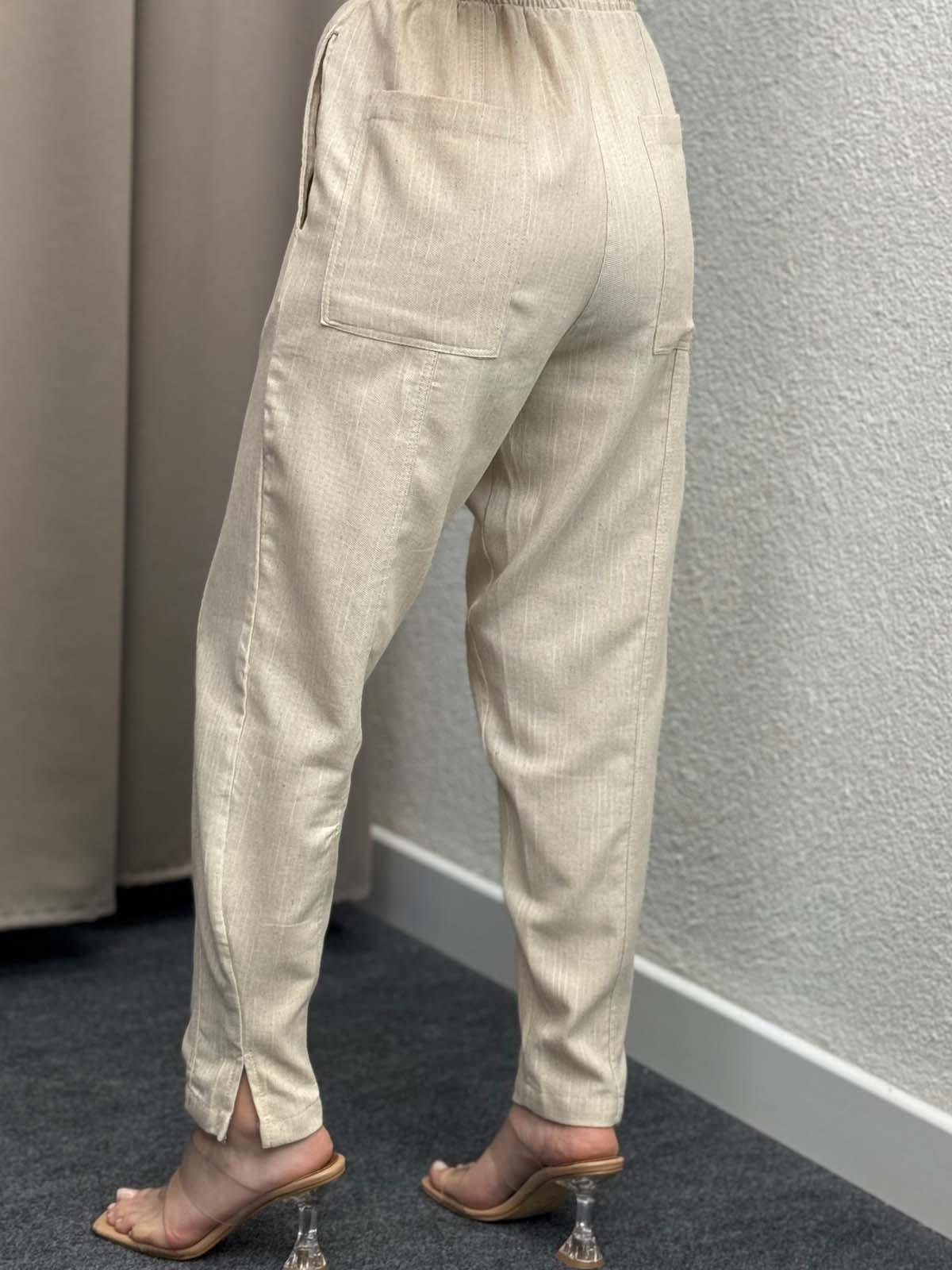 Flam Gabardin Keten Pantolon