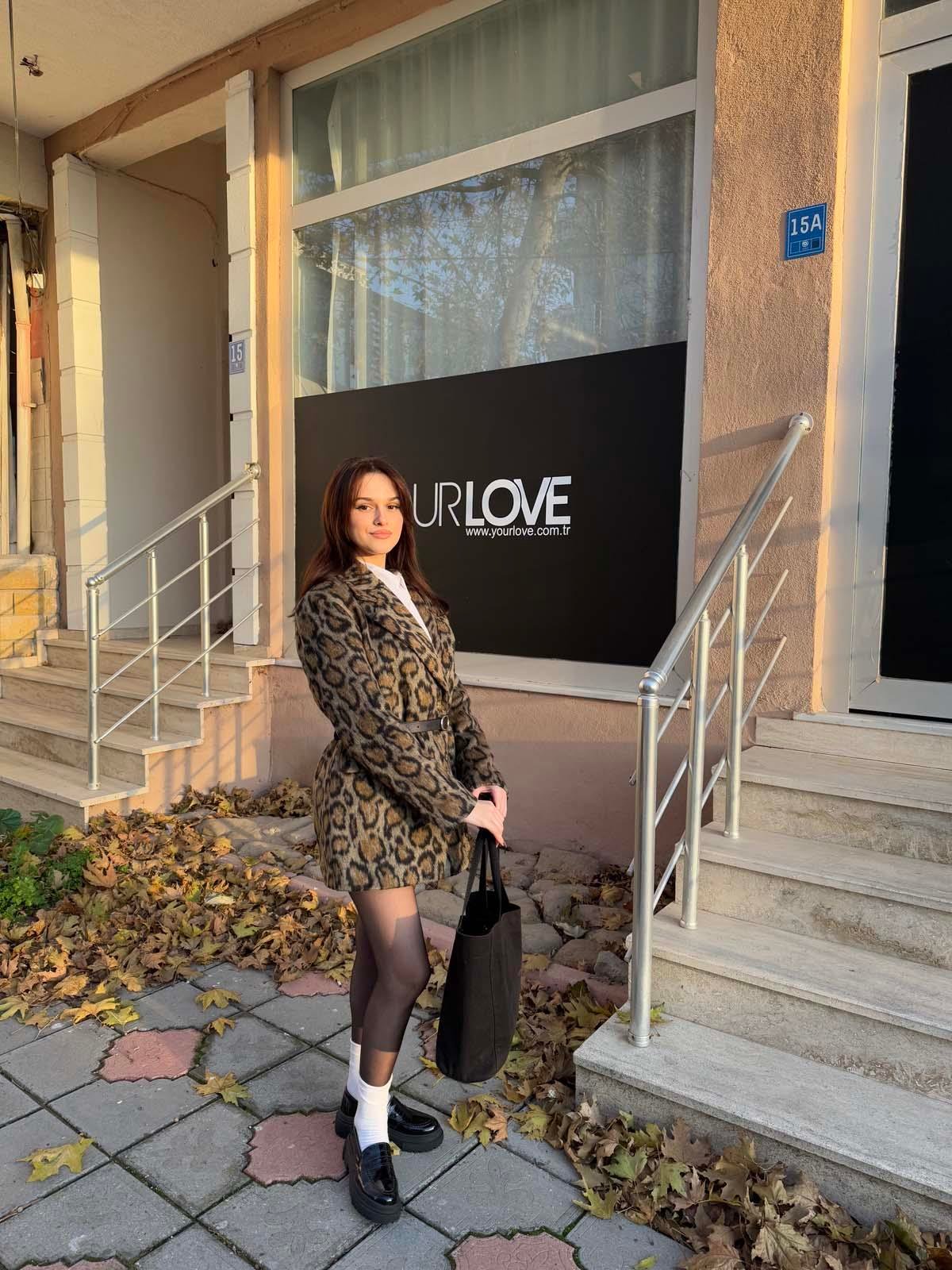 Flamenko Leopar Blazer Ceket