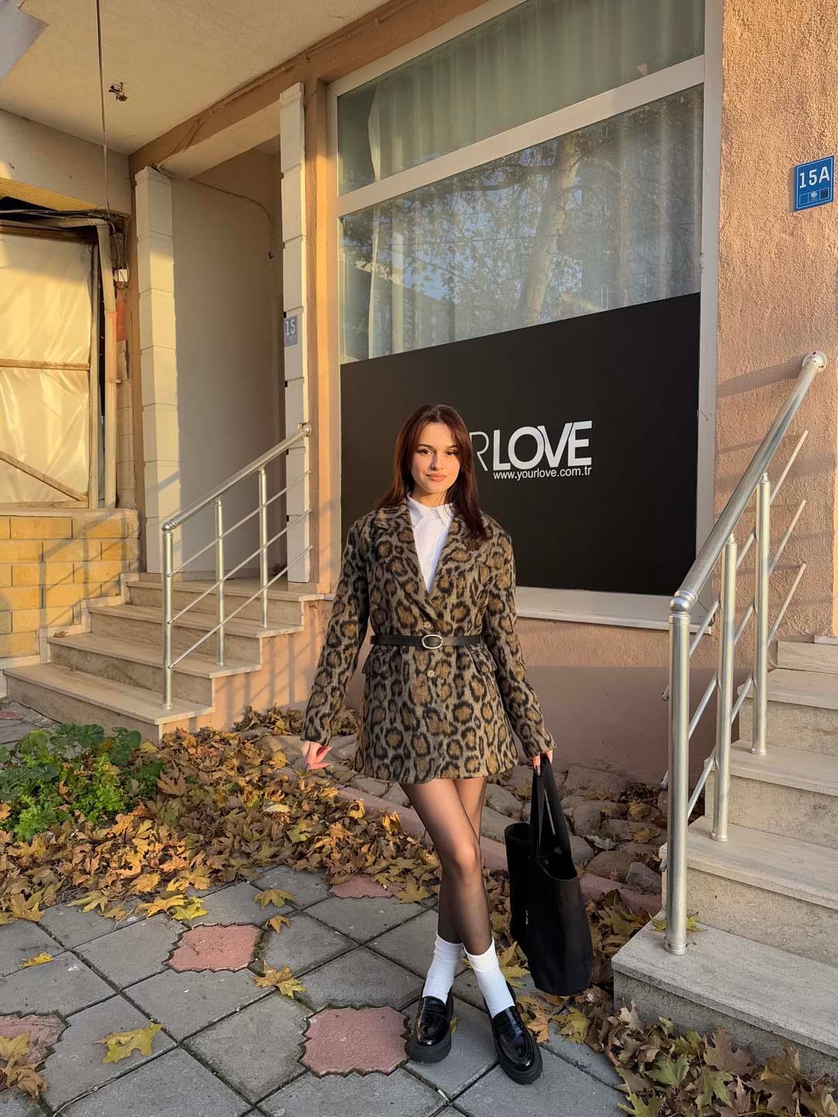 Flamenko Leopar Blazer Ceket